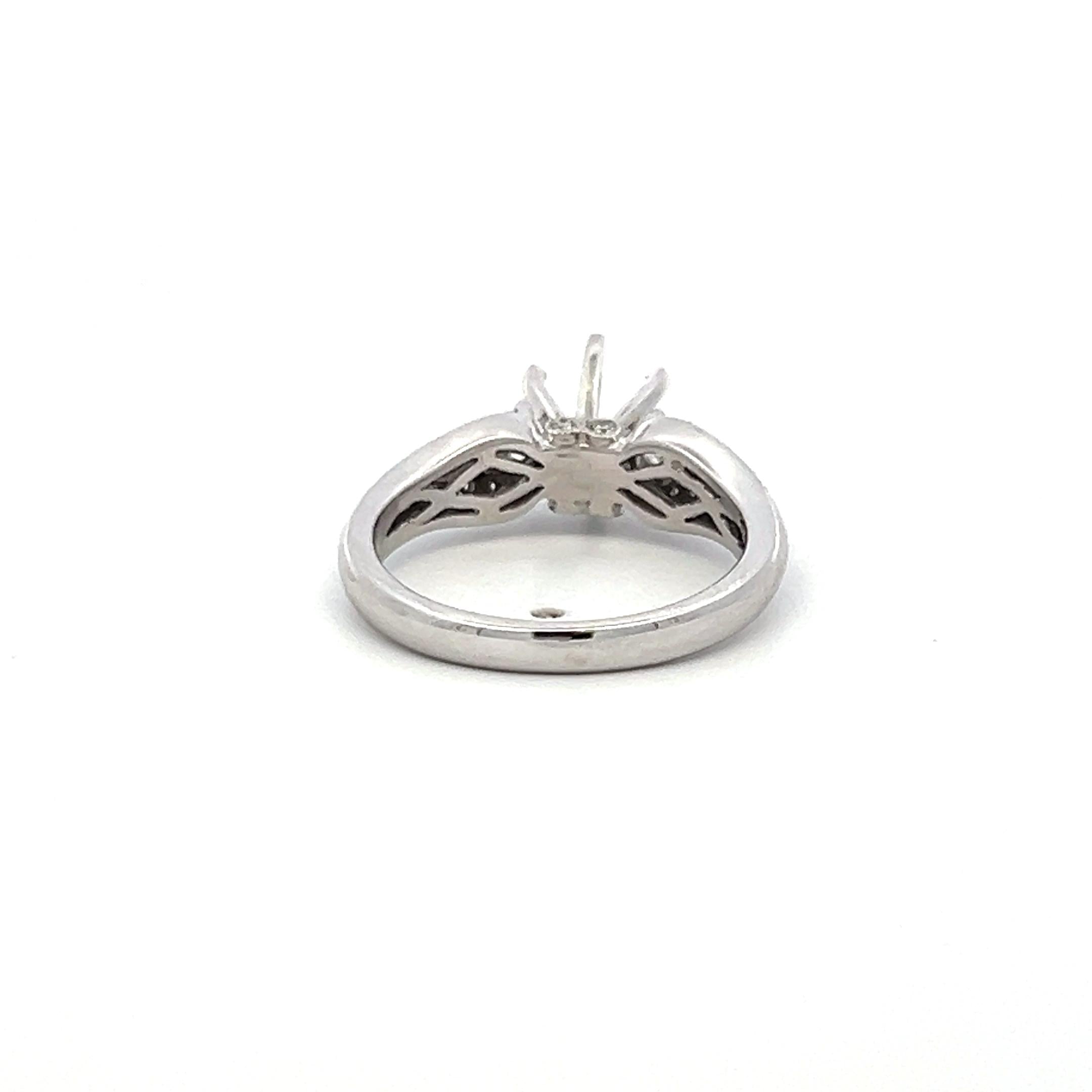0.35 Carat Pear Shape and Round Diamond 18 Karat White Gold Semi Mount Ring