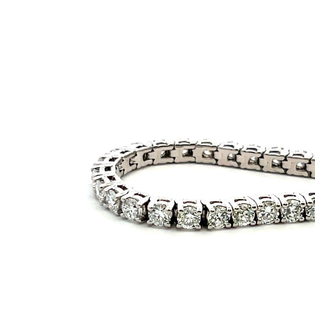 7.10 Carat Round Brilliant G VS Diamond 14 Karat White Gold Tennis Bracelet