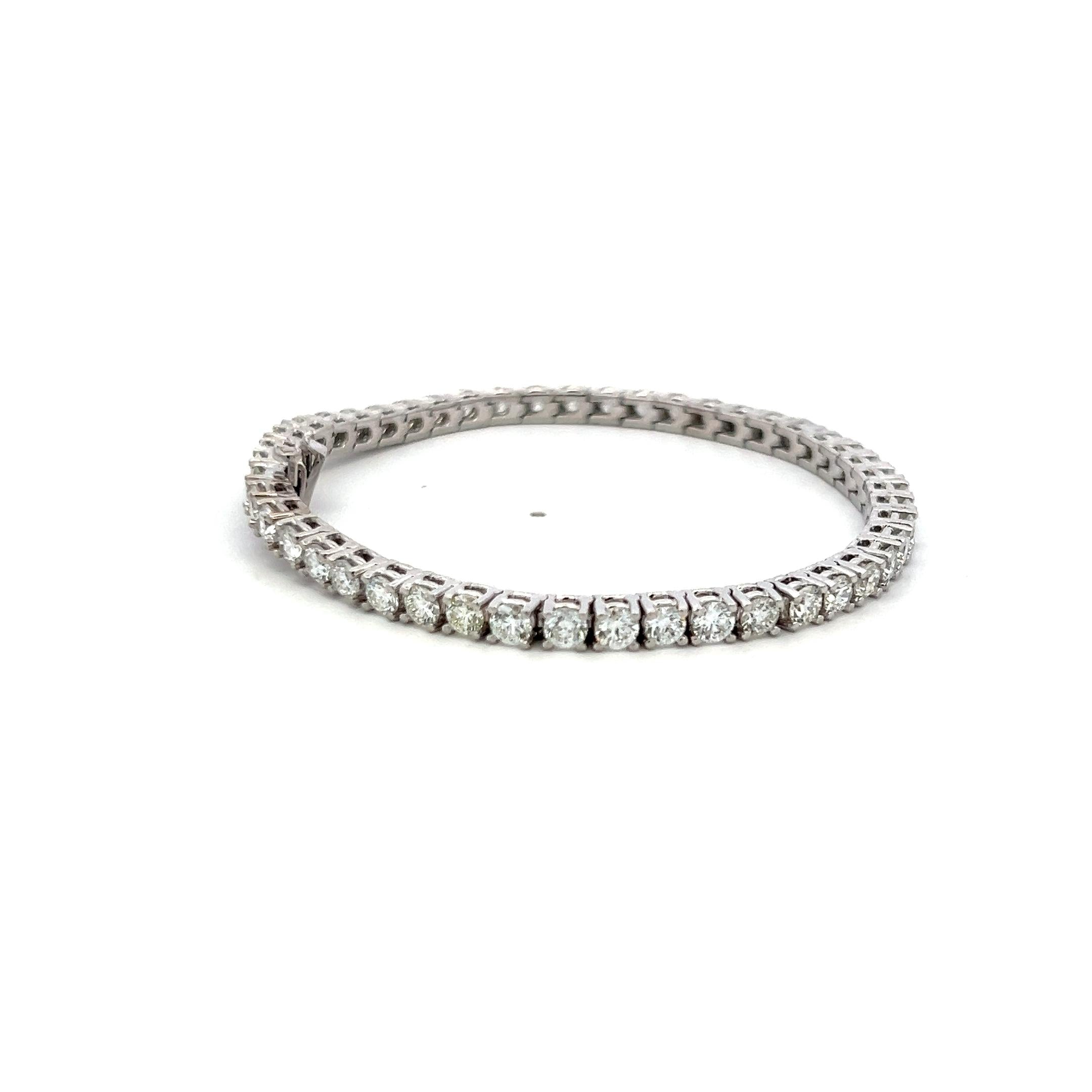 7.14 Carat Round Brilliant G VS Diamond 14 Karat White Gold Tennis Bracelet