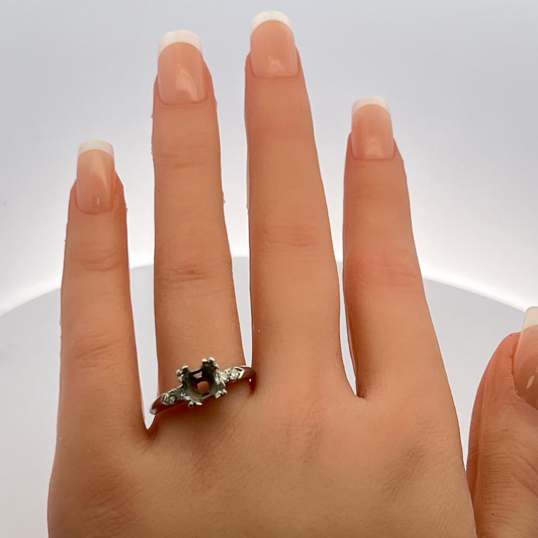 0.08 Carat Circular Brilliant Cut H SI Diamond Platinum Semi Mount Ring