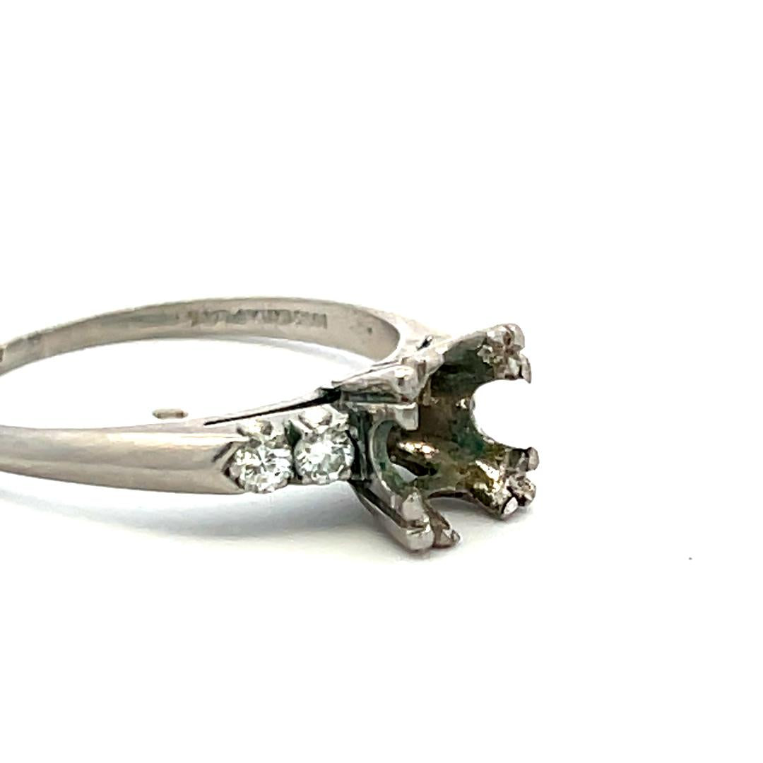 0.08 Carat Circular Brilliant Cut H SI Diamond Platinum Semi Mount Ring