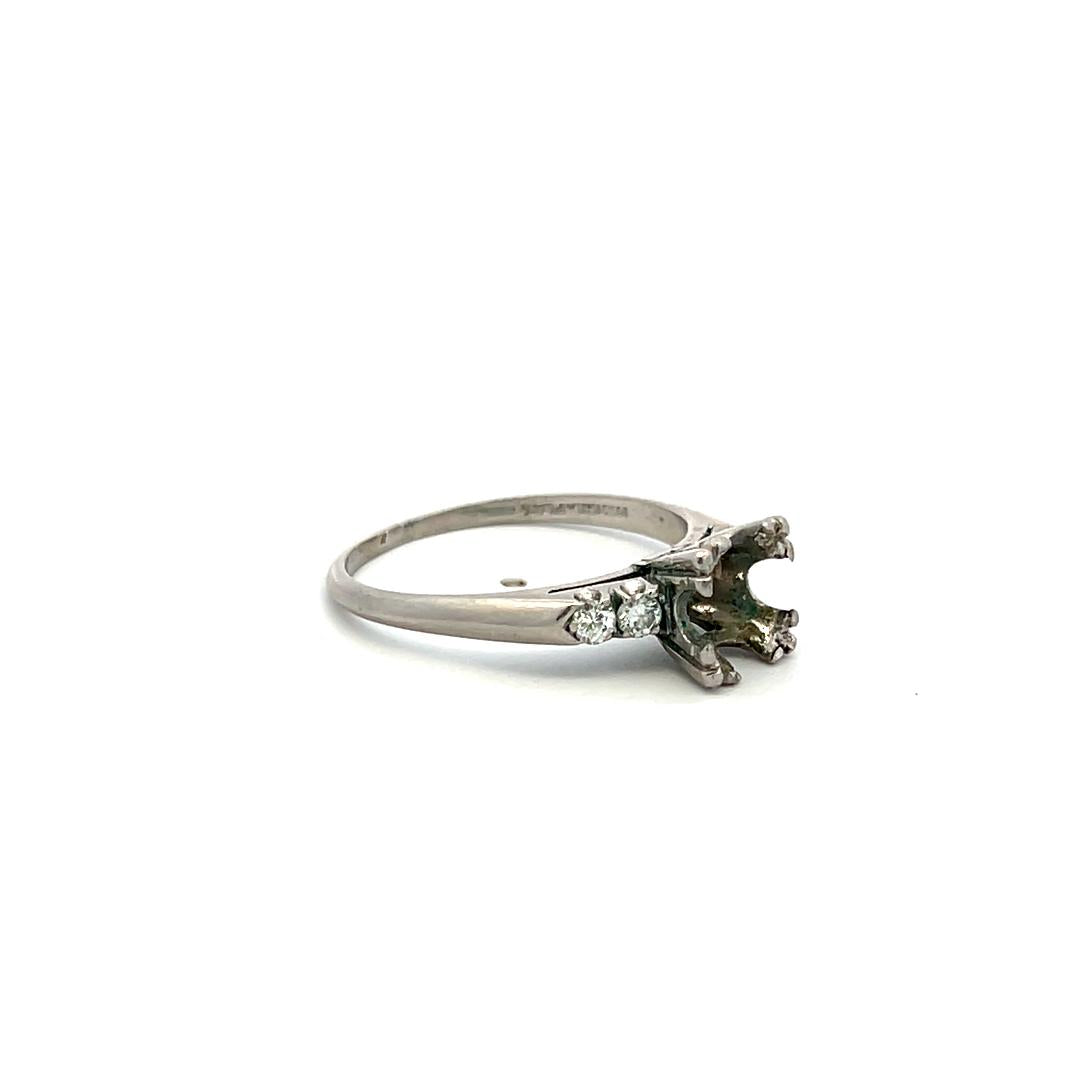 0.08 Carat Circular Brilliant Cut H SI Diamond Platinum Semi Mount Ring