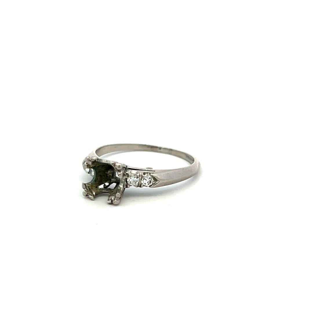 0.08 Carat Circular Brilliant Cut H SI Diamond Platinum Semi Mount Ring
