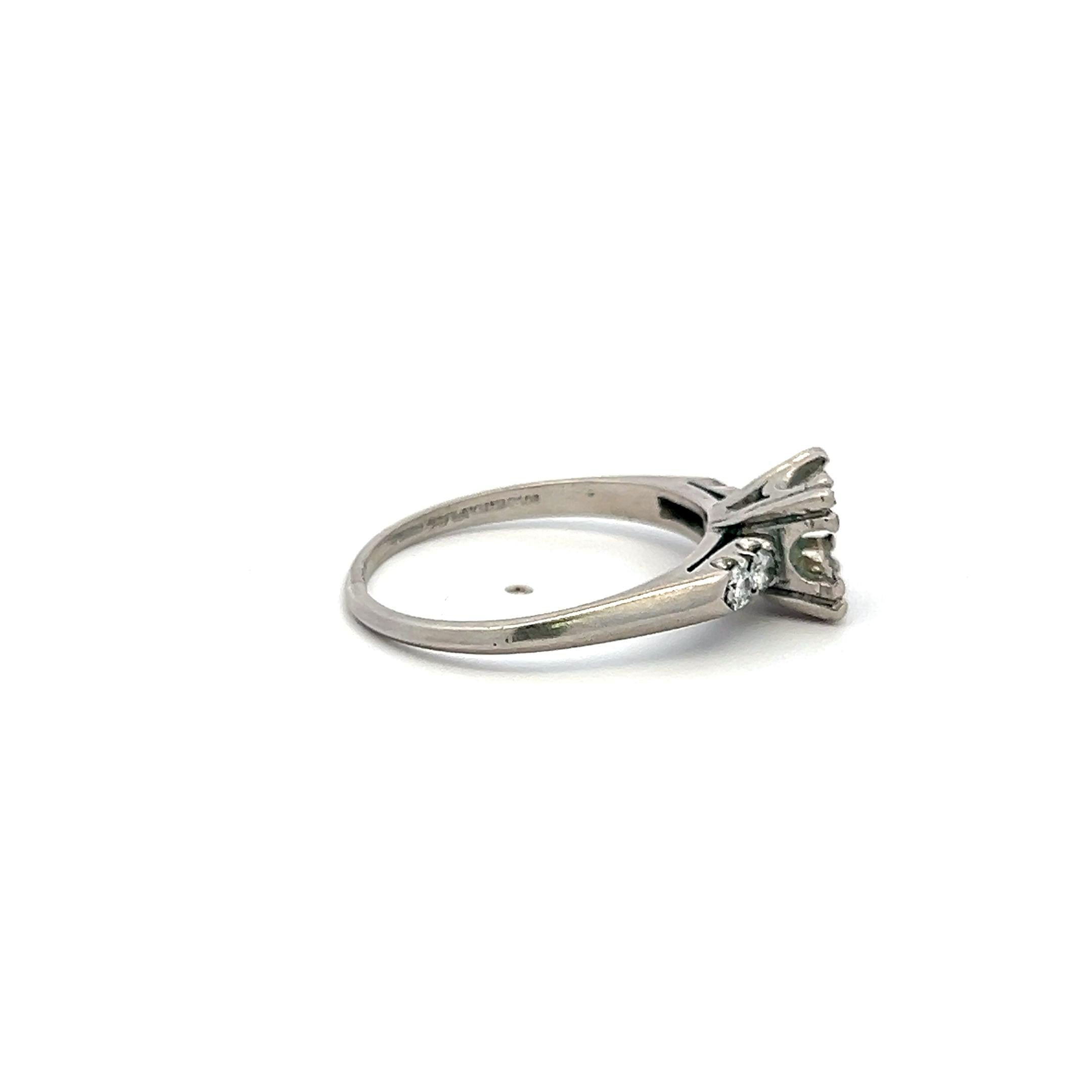 0.08 Carat Circular Brilliant Cut H SI Diamond Platinum Semi Mount Ring