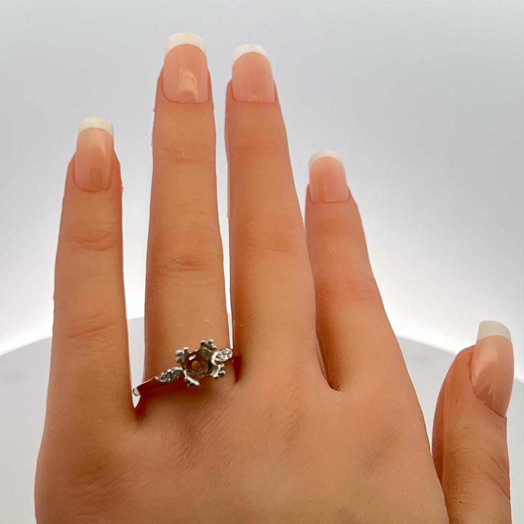 0.20 Carat Marquis Shape I SI Diamond 14 Karat White Gold Semi Mount Ring