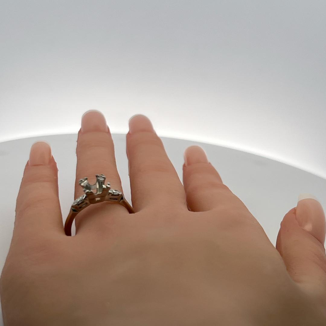 0.20 Carat Marquis Shape I SI Diamond 14 Karat White Gold Semi Mount Ring