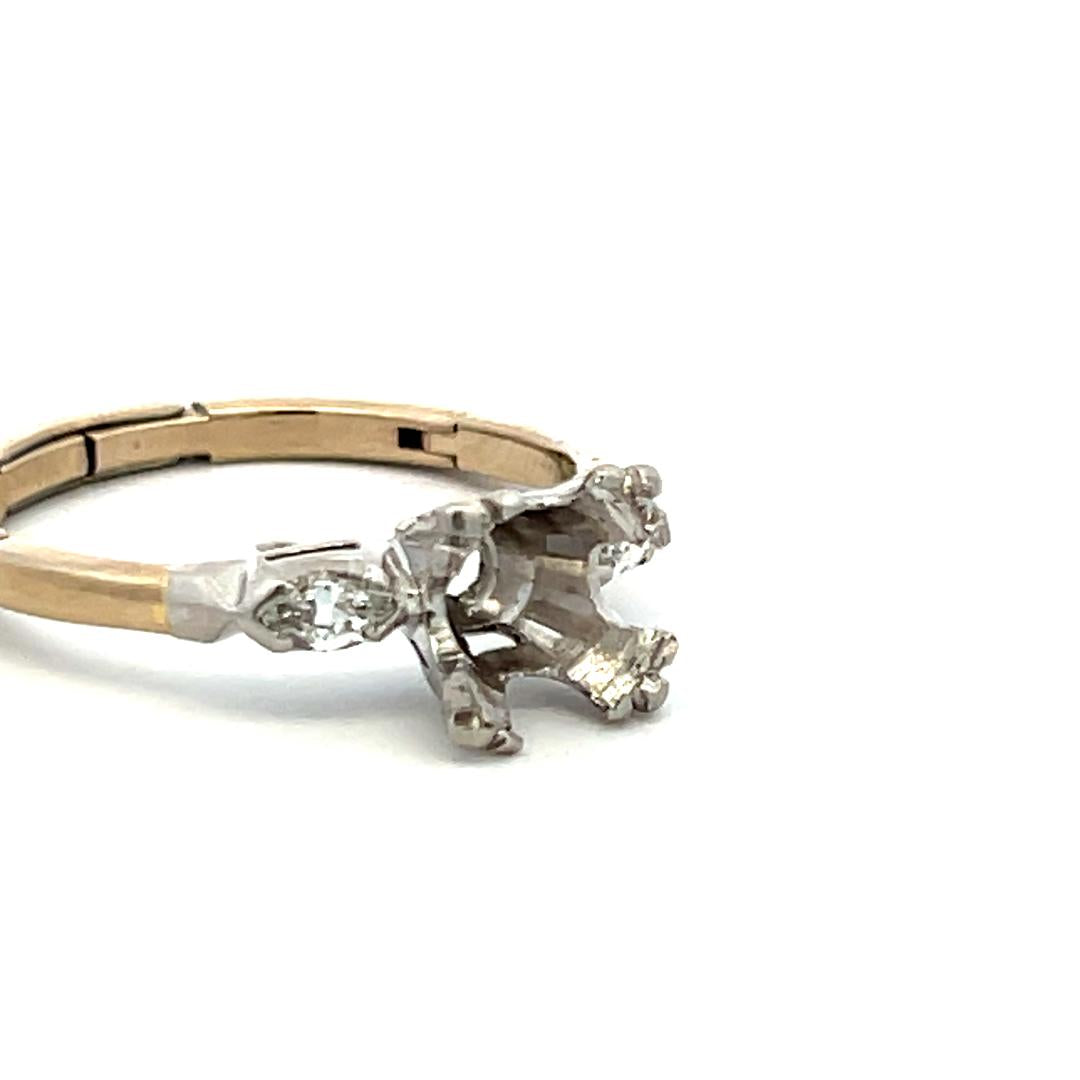 0.20 Carat Marquis Shape I SI Diamond 14 Karat White Gold Semi Mount Ring