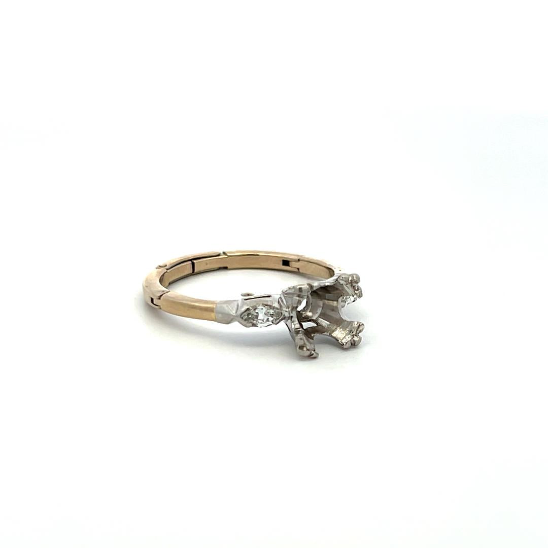0.20 Carat Marquis Shape I SI Diamond 14 Karat White Gold Semi Mount Ring