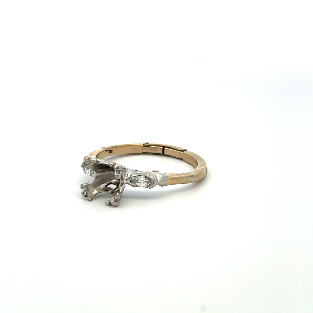 0.20 Carat Marquis Shape I SI Diamond 14 Karat White Gold Semi Mount Ring