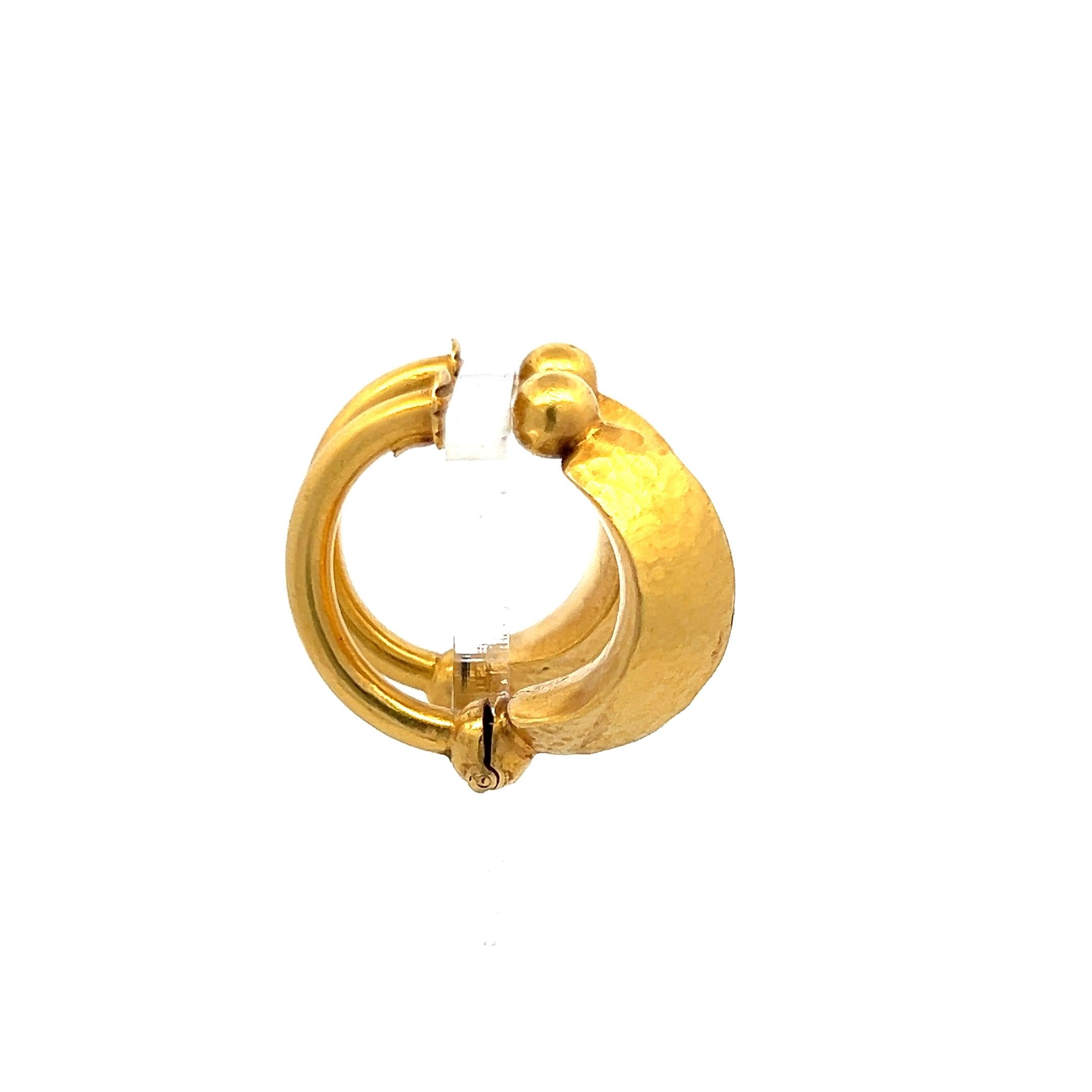 Lalaoonis Vintage 17.20 Grams 18 Karat Yellow Gold C-Hoop Earrings