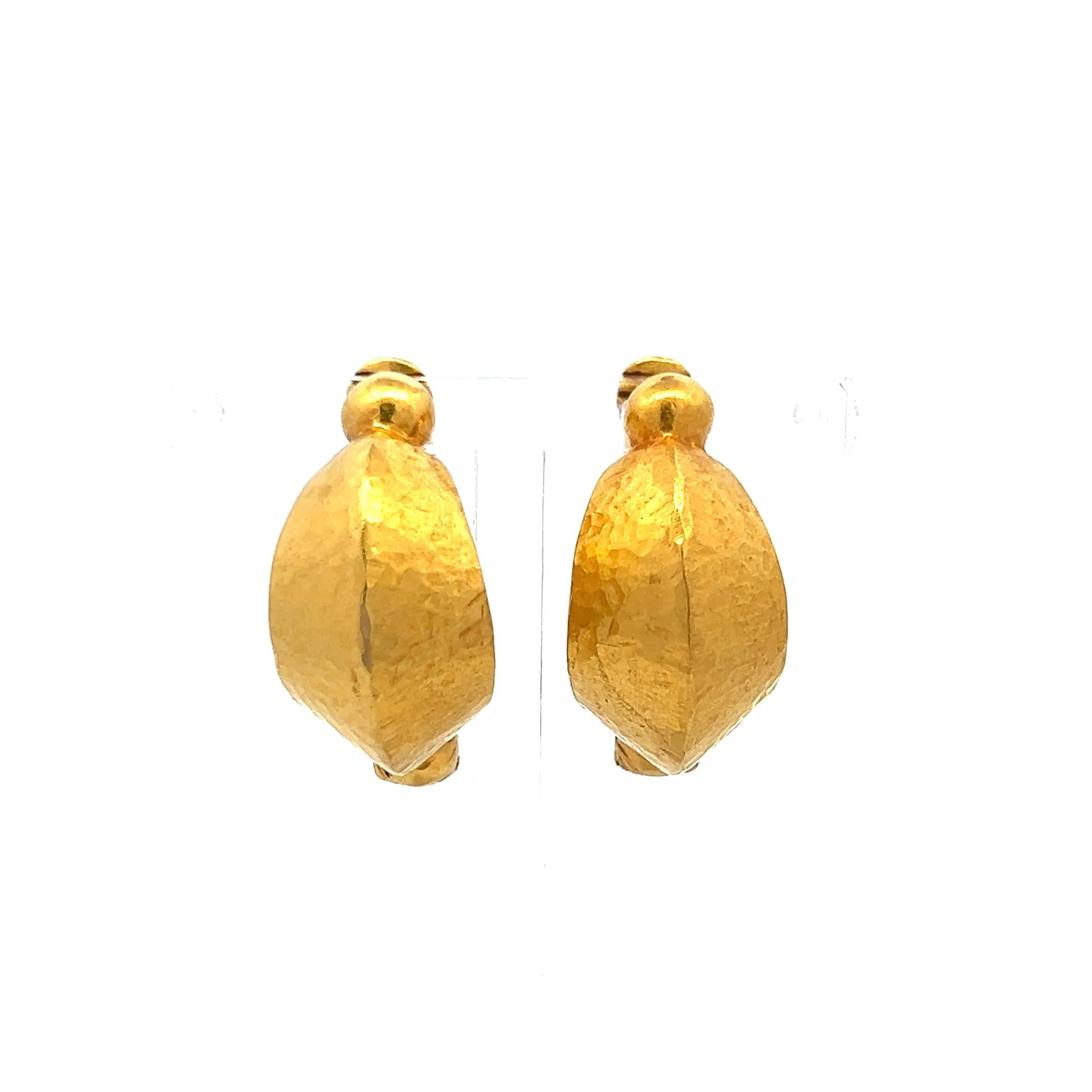 Lalaoonis Vintage 17.20 Grams 18 Karat Yellow Gold C-Hoop Earrings