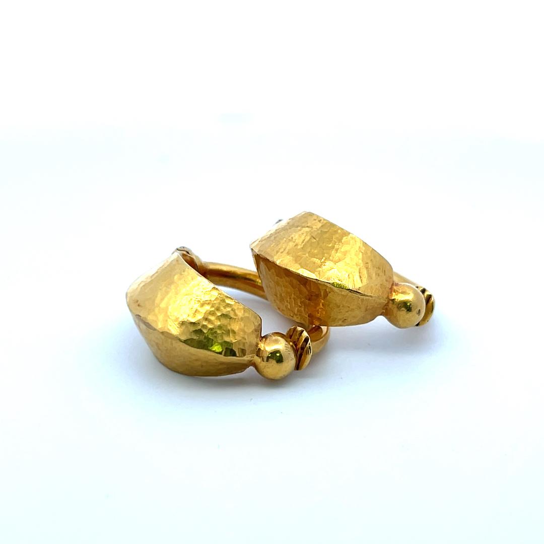 Lalaoonis Vintage 17.20 Grams 18 Karat Yellow Gold C-Hoop Earrings
