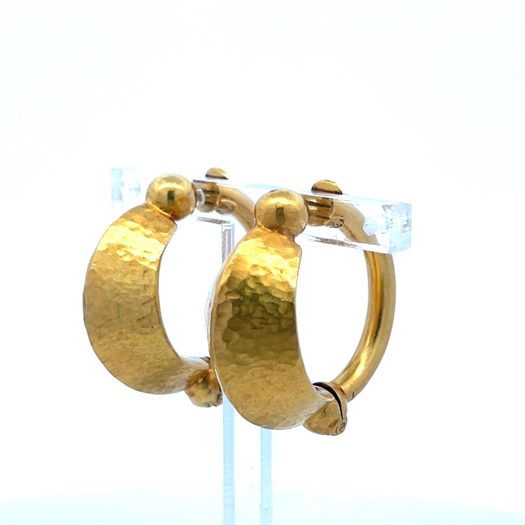 Lalaoonis Vintage 17.20 Grams 18 Karat Yellow Gold C-Hoop Earrings