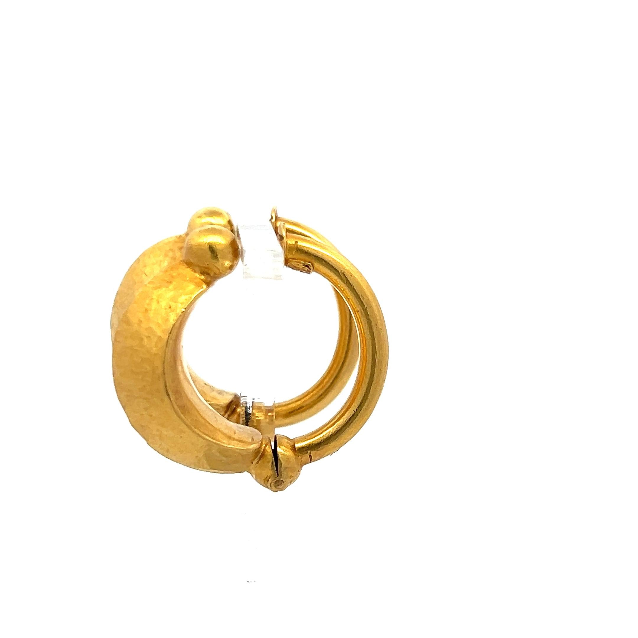 Lalaoonis Vintage 17.20 Grams 18 Karat Yellow Gold C-Hoop Earrings