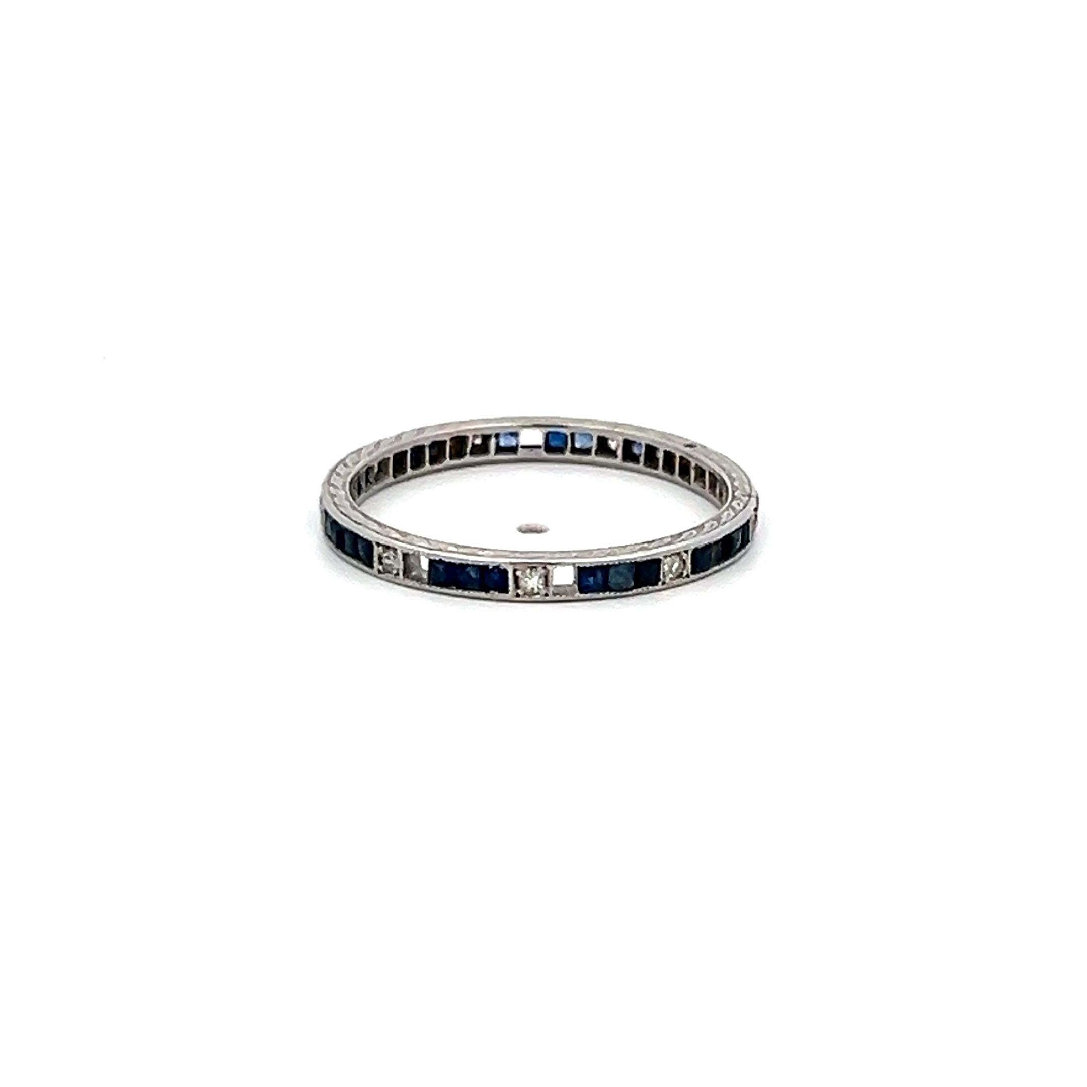 0.86 Carat Round Brilliant Sapphire Platinum Eternity Band Ring