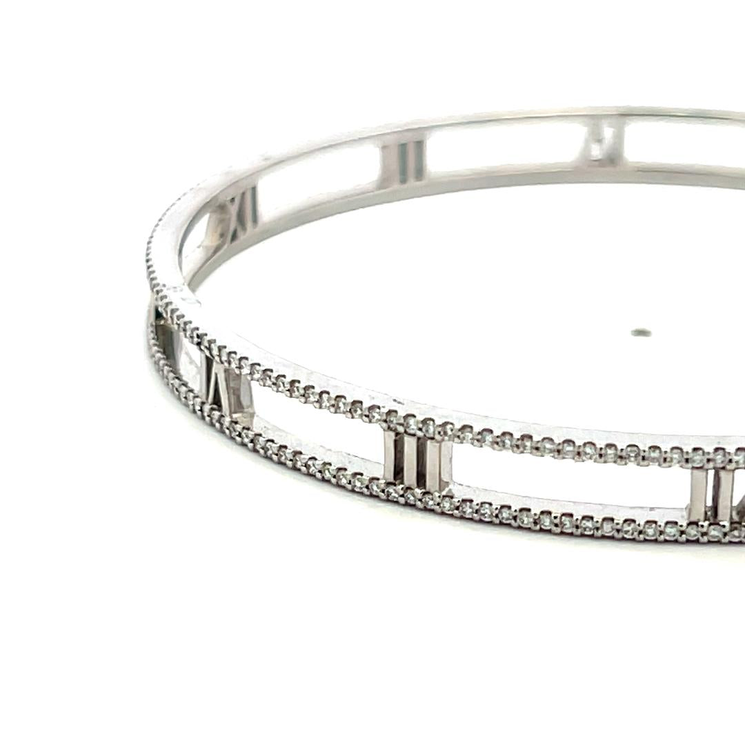 Tiffany & Co 1.60 Carat Round Diamond 18 Karat White Gold Bangle Bracelet