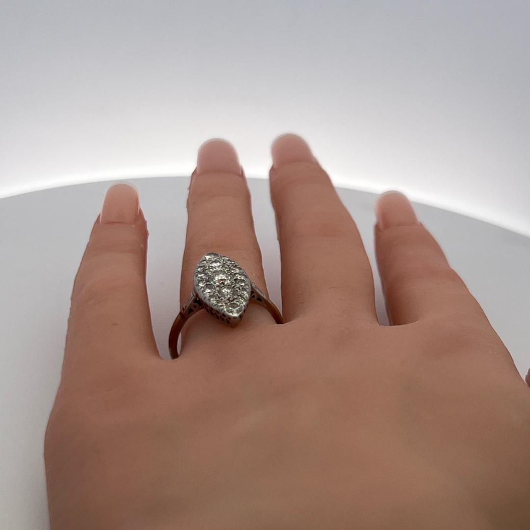 1.21 Carat Old European Cut H SI Diamond Platinum Cocktail Ring
