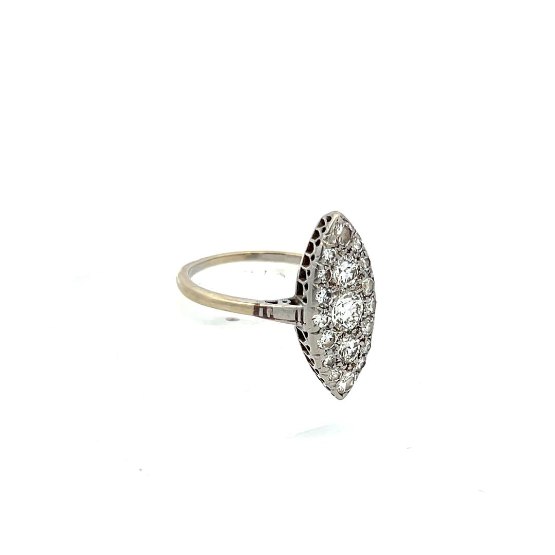 1.21 Carat Old European Cut H SI Diamond Platinum Cocktail Ring