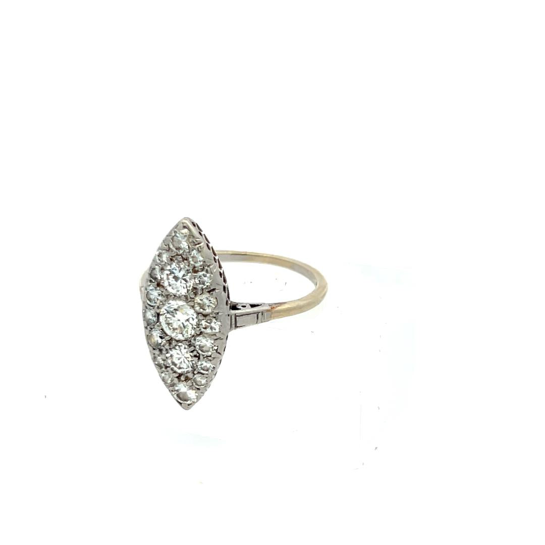 1.21 Carat Old European Cut H SI Diamond Platinum Cocktail Ring