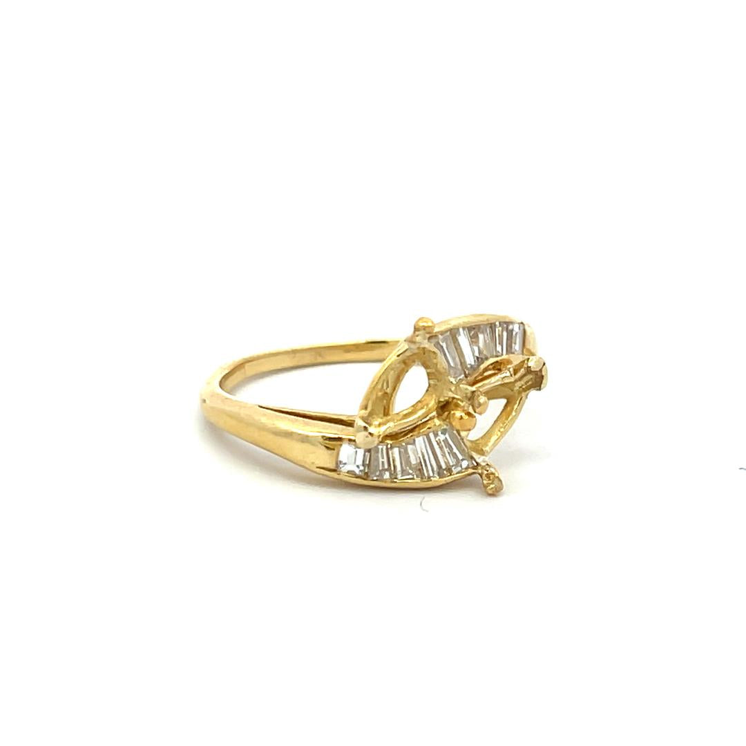0.50 Carat Baguette Shape G VS Diamond 18 Karat Yellow Gold Semi Mount Ring