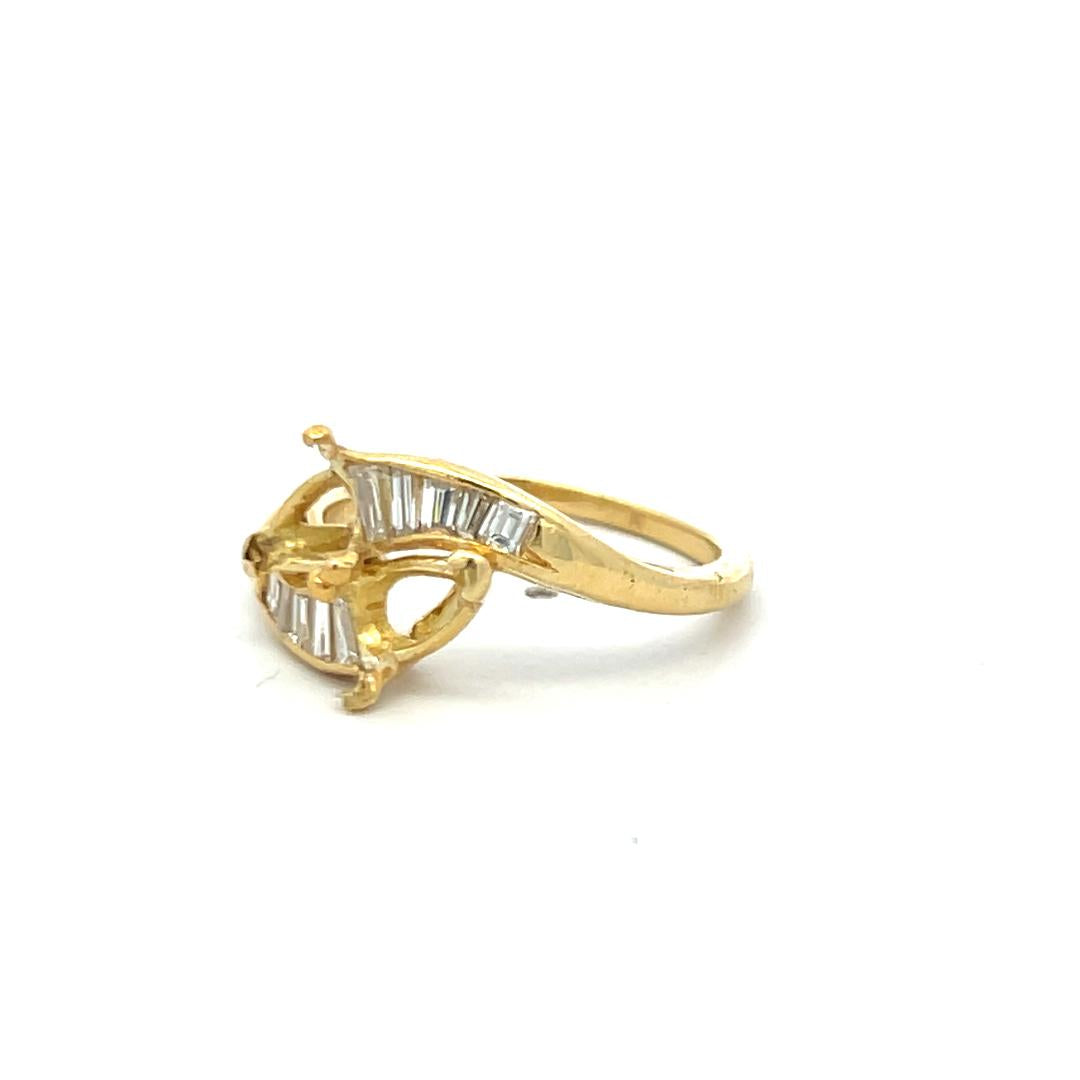 0.50 Carat Baguette Shape G VS Diamond 18 Karat Yellow Gold Semi Mount Ring