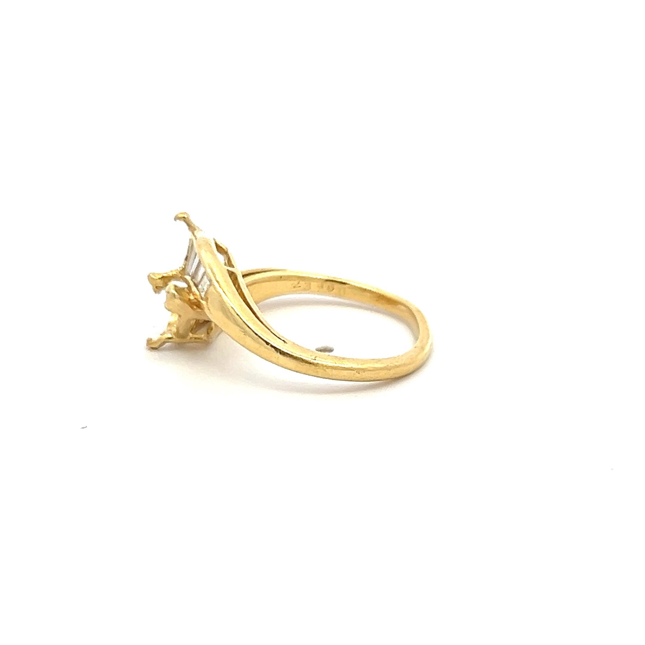 0.50 Carat Baguette Shape G VS Diamond 18 Karat Yellow Gold Semi Mount Ring