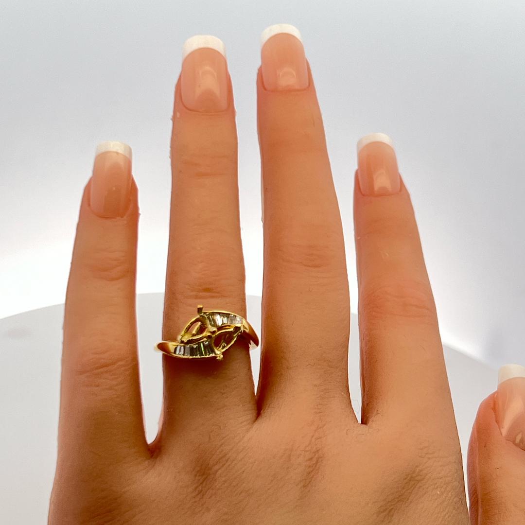 0.50 Carat Baguette Shape G VS Diamond 18 Karat Yellow Gold Semi Mount Ring