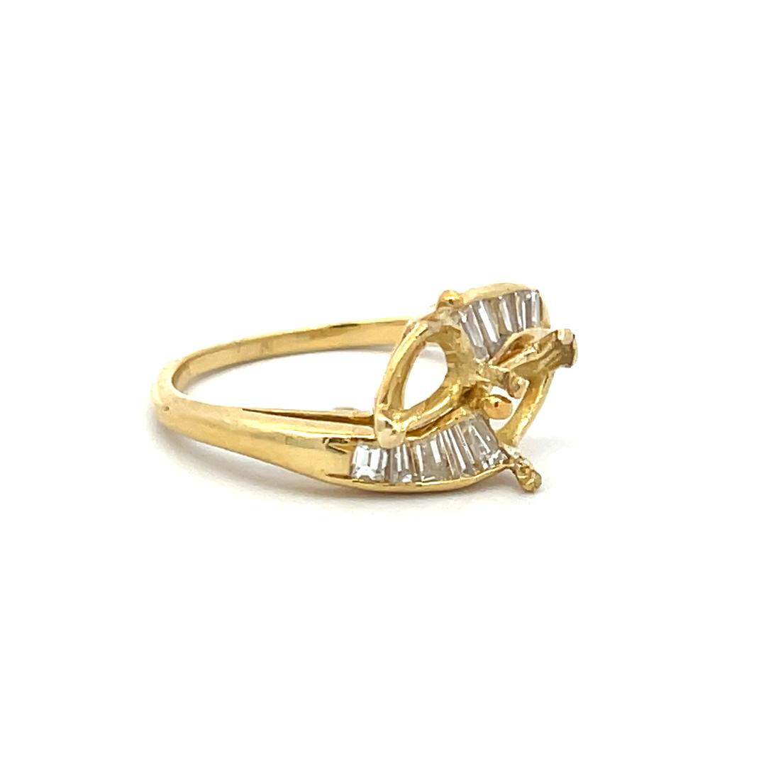 0.50 Carat Baguette Shape G VS Diamond 18 Karat Yellow Gold Semi Mount Ring