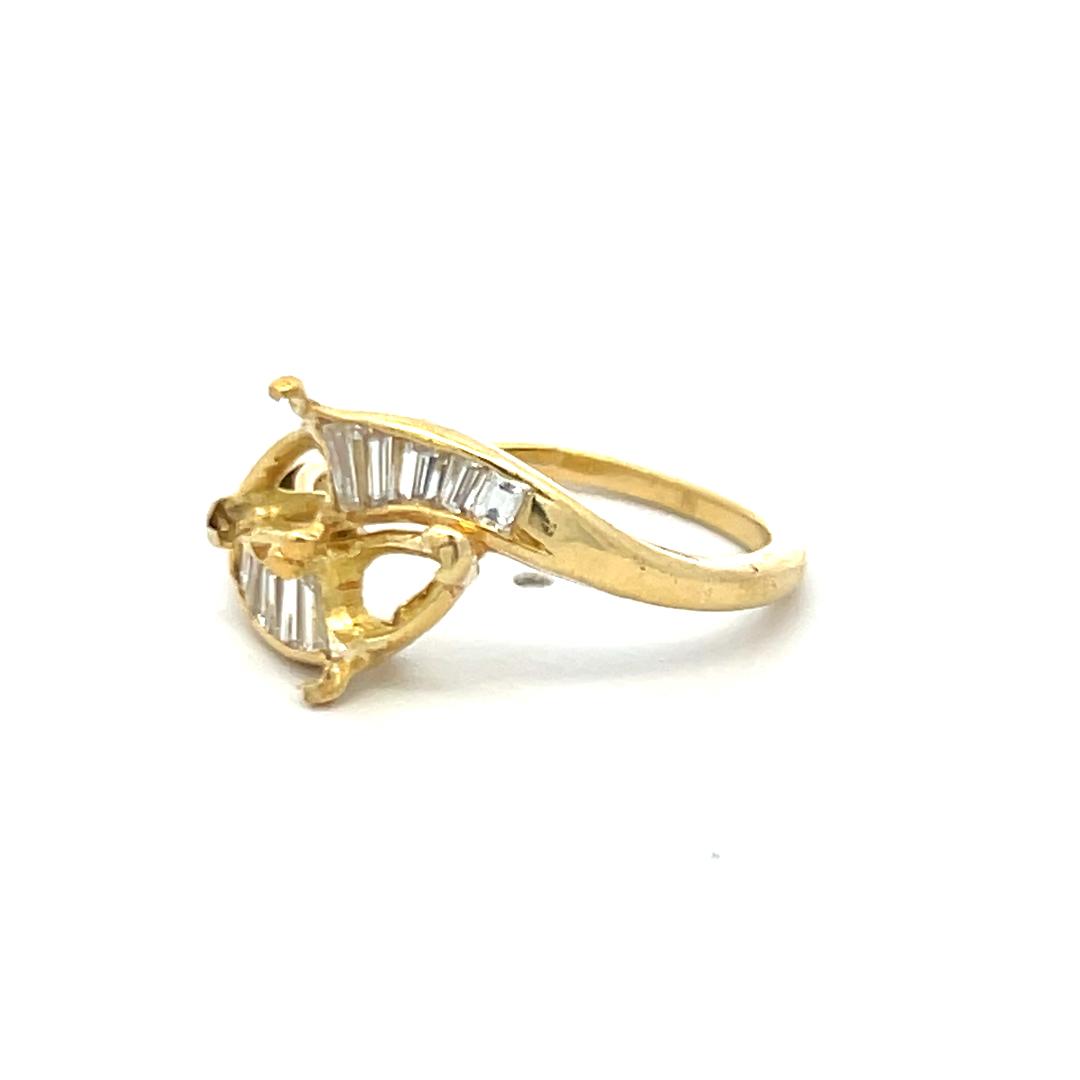 0.50 Carat Baguette Shape G VS Diamond 18 Karat Yellow Gold Semi Mount Ring