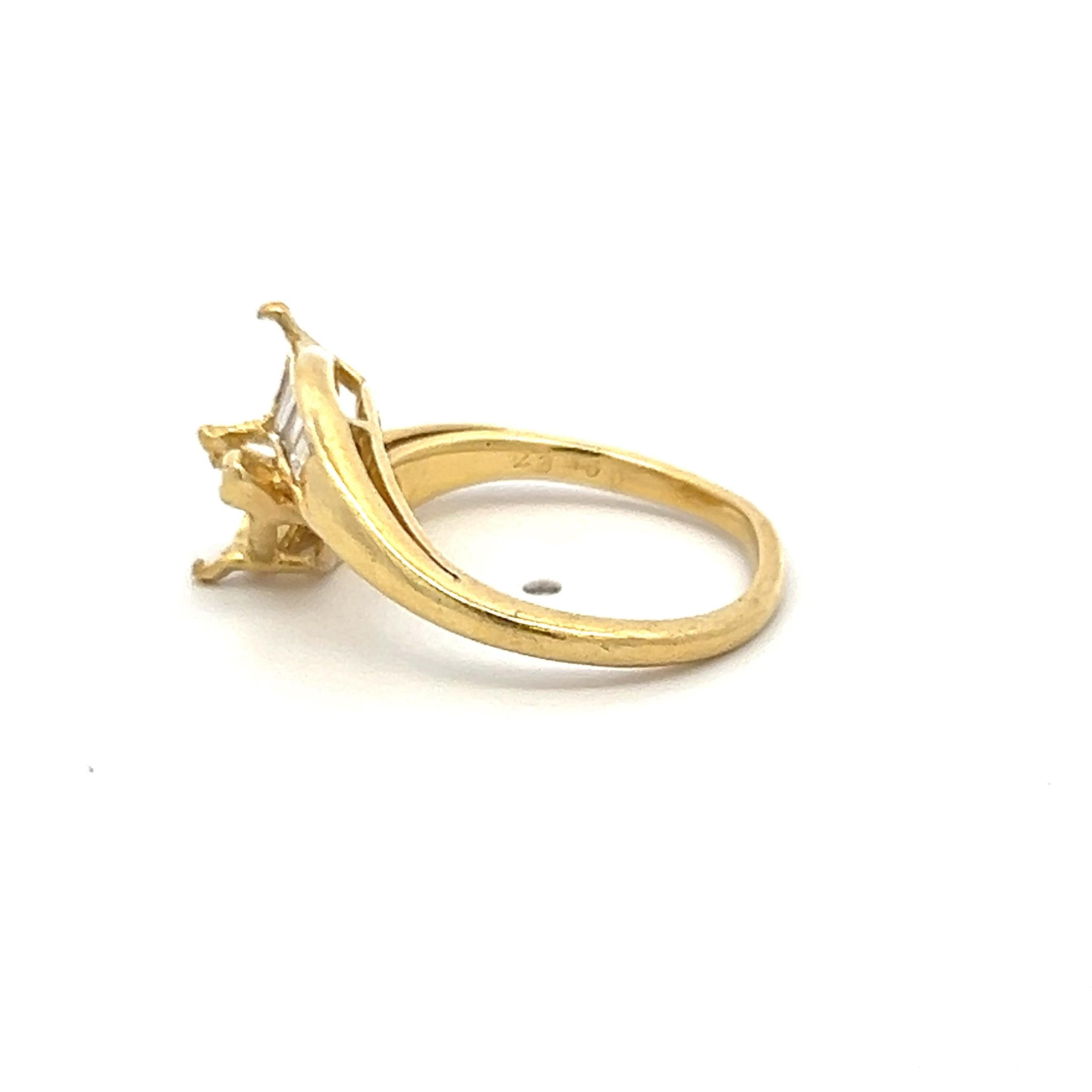 0.50 Carat Baguette Shape G VS Diamond 18 Karat Yellow Gold Semi Mount Ring