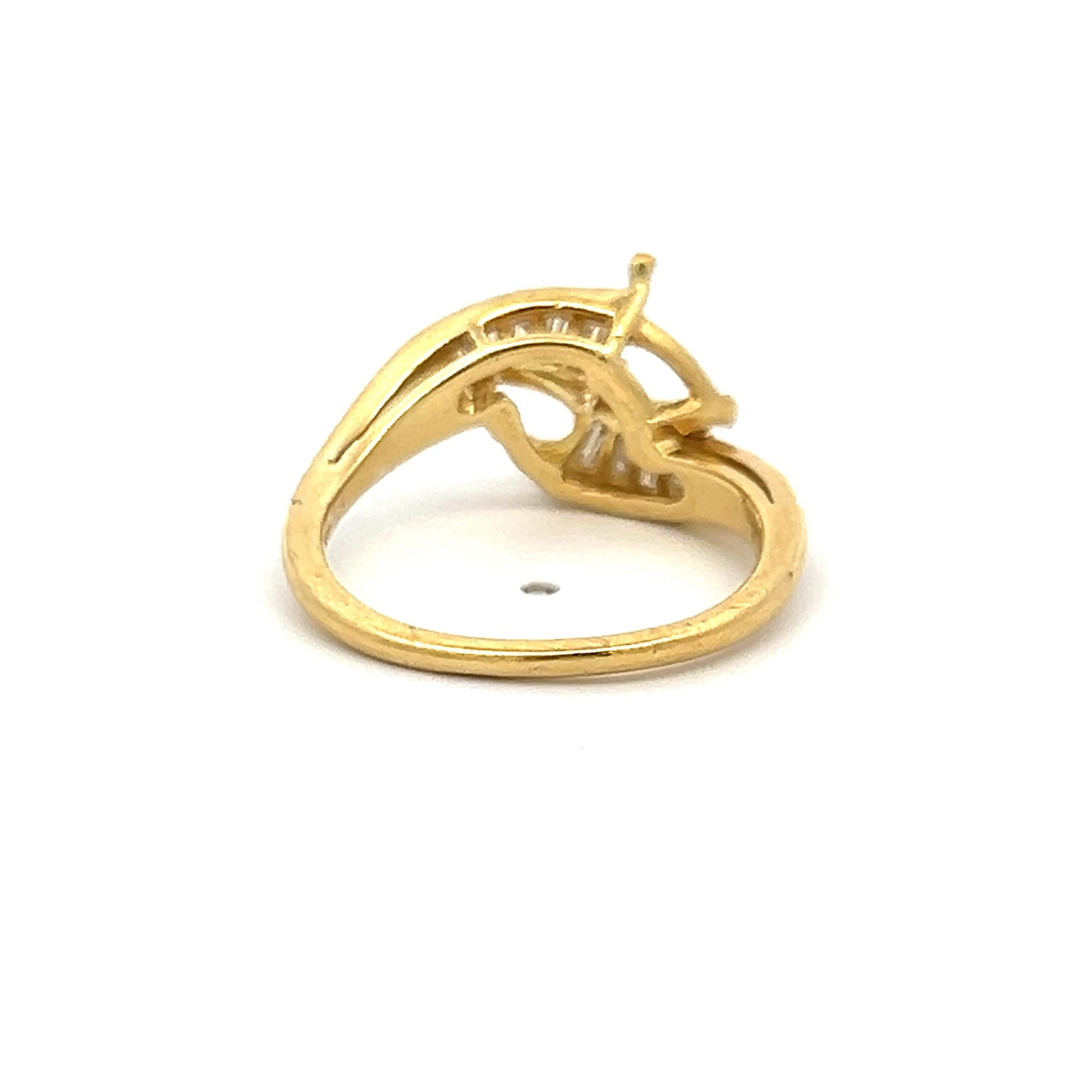 0.50 Carat Baguette Shape G VS Diamond 18 Karat Yellow Gold Semi Mount Ring