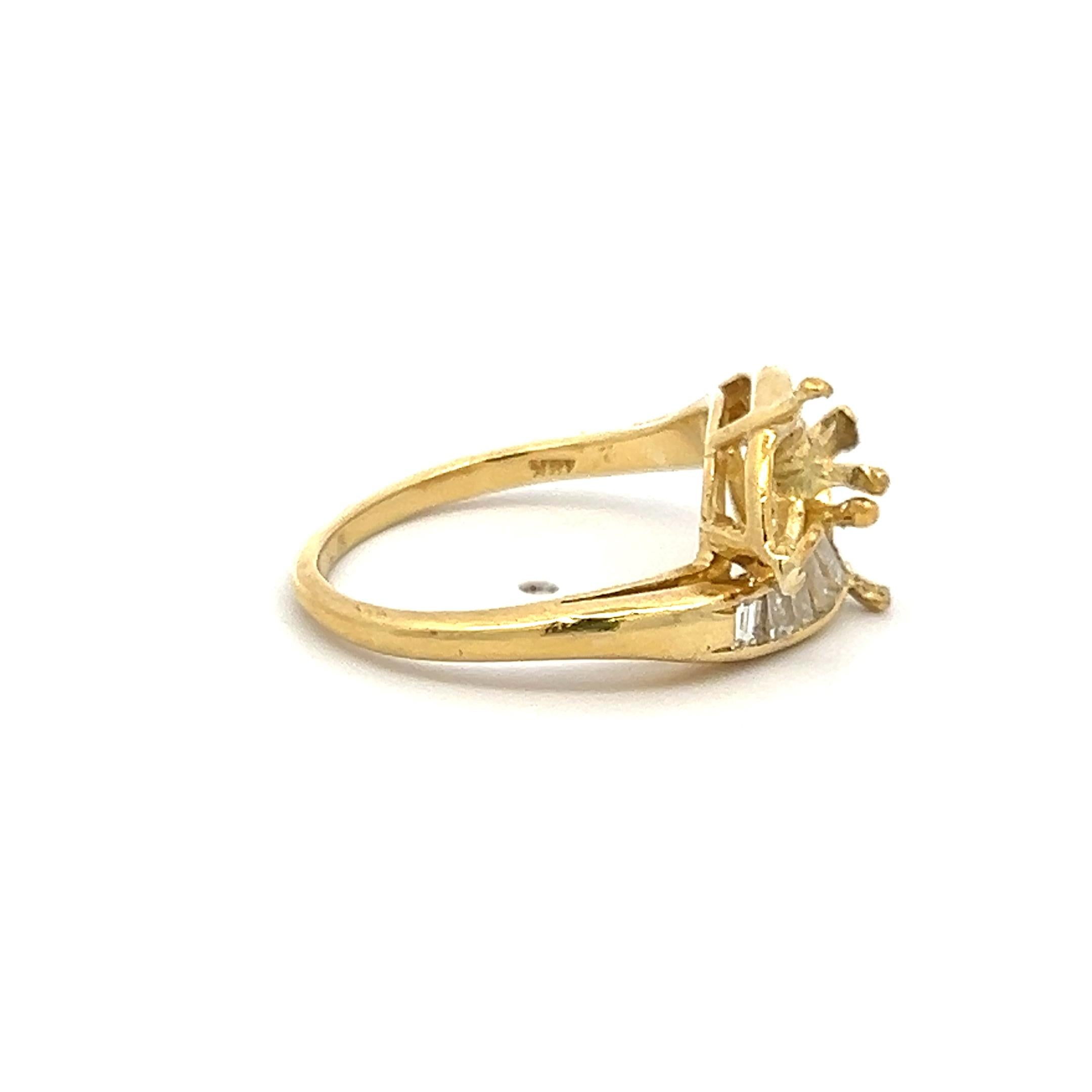 0.50 Carat Baguette Shape G VS Diamond 18 Karat Yellow Gold Semi Mount Ring