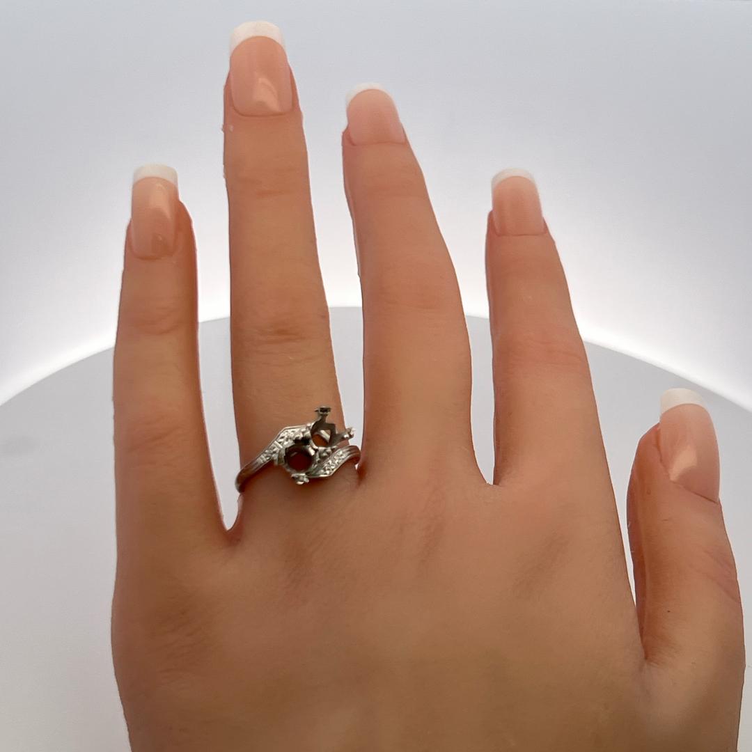 Platinum Semi Mount Two-Stone Ring Size 7.5 Holds 0.75 Carat Each