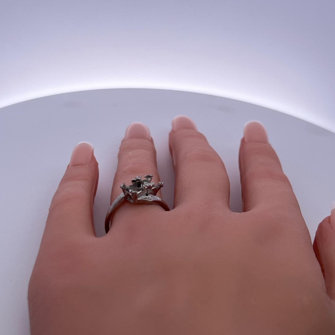 Platinum Semi Mount Two-Stone Ring Size 7.5 Holds 0.75 Carat Each