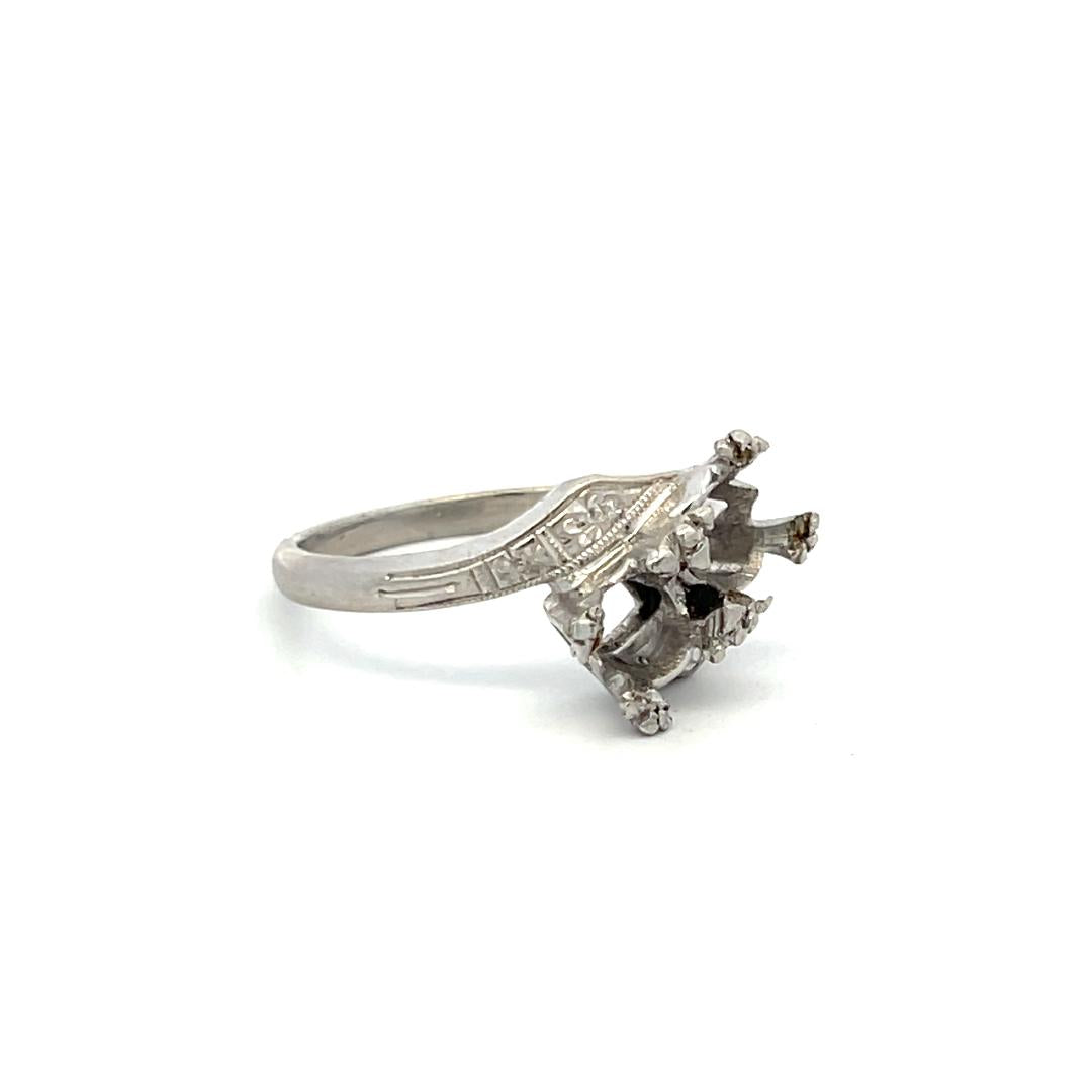 Platinum Semi Mount Two-Stone Ring Size 7.5 Holds 0.75 Carat Each
