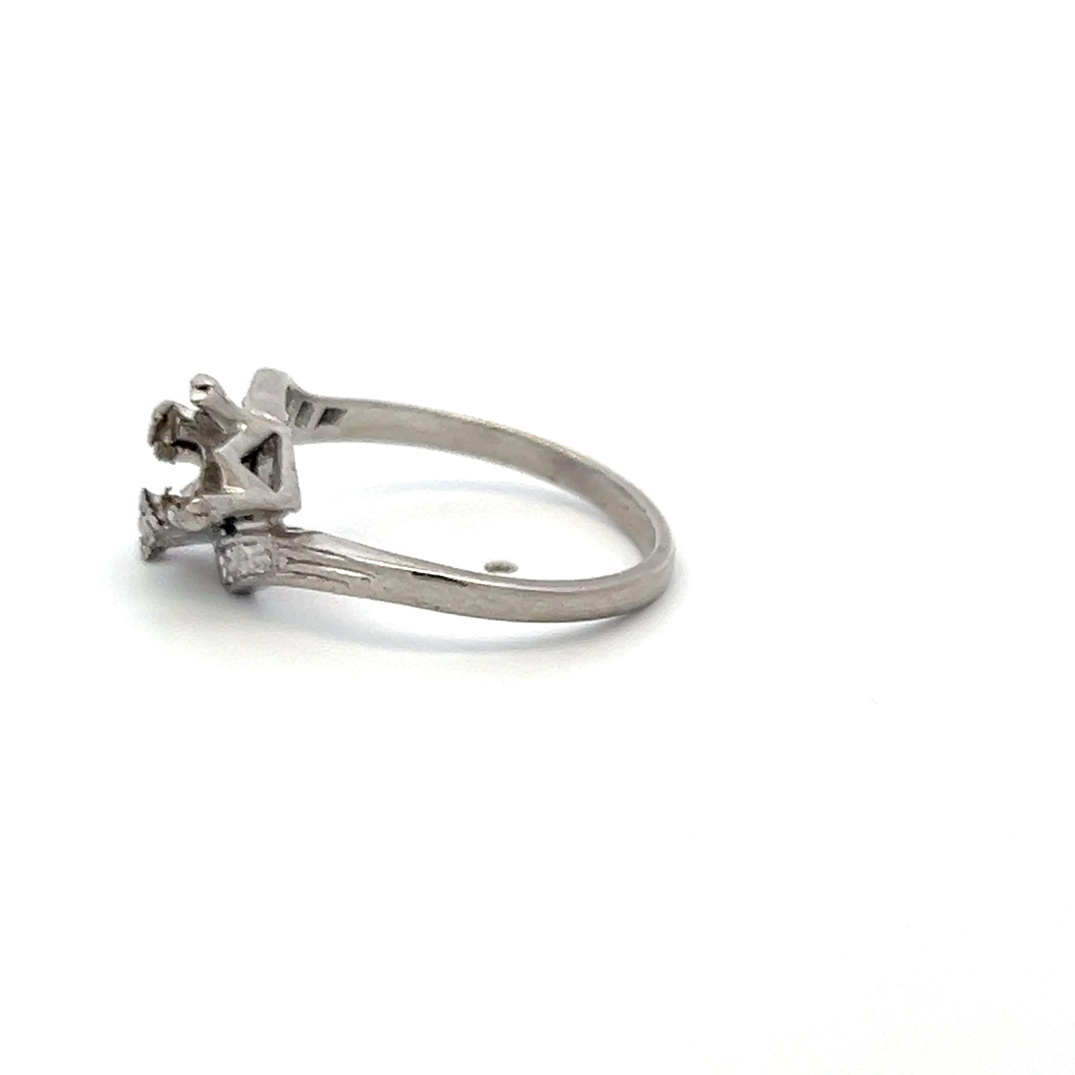 Platinum Semi Mount Two-Stone Ring Size 7.5 Holds 0.75 Carat Each