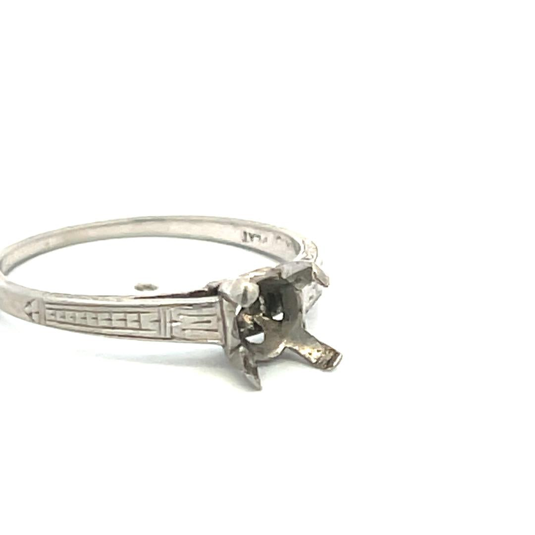 Vintage 2.50 Grams Platinum Semi Mount Ring Size 7 Holds 0.75 Carat Stone