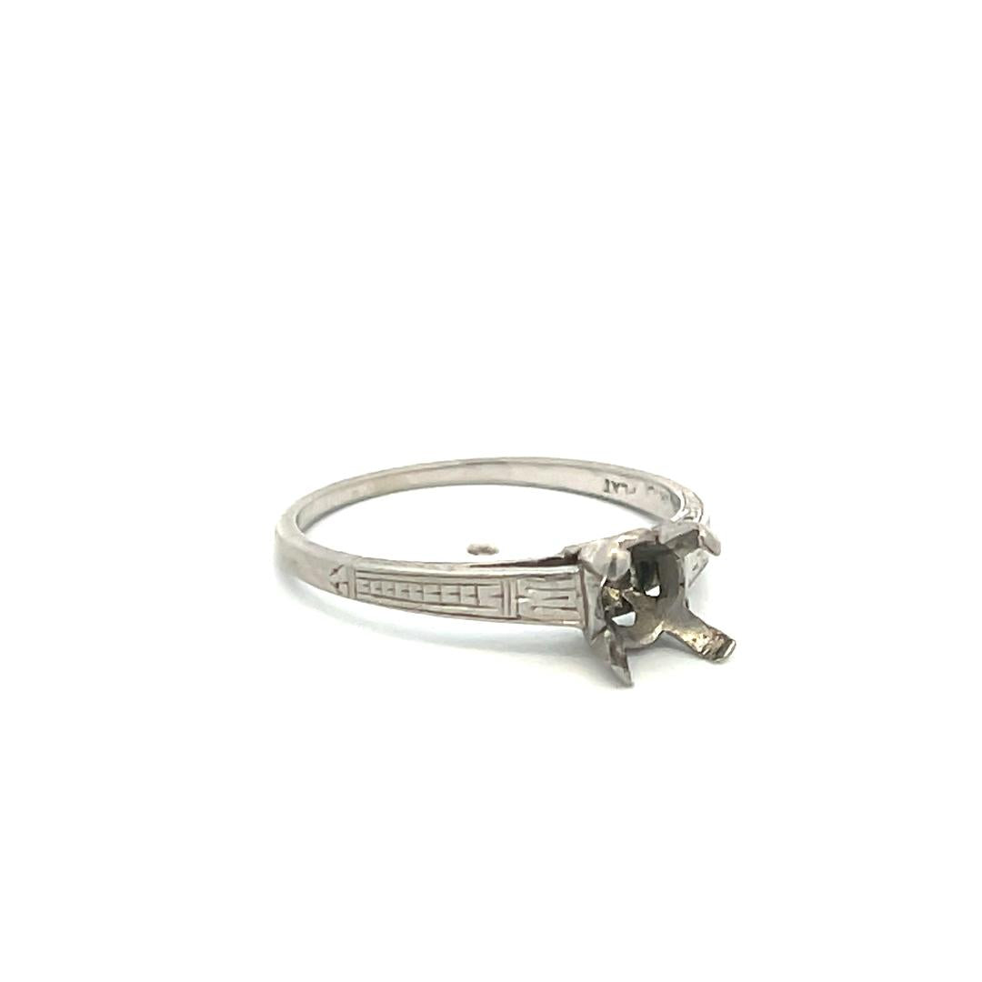 Vintage 2.50 Grams Platinum Semi Mount Ring Size 7 Holds 0.75 Carat Stone