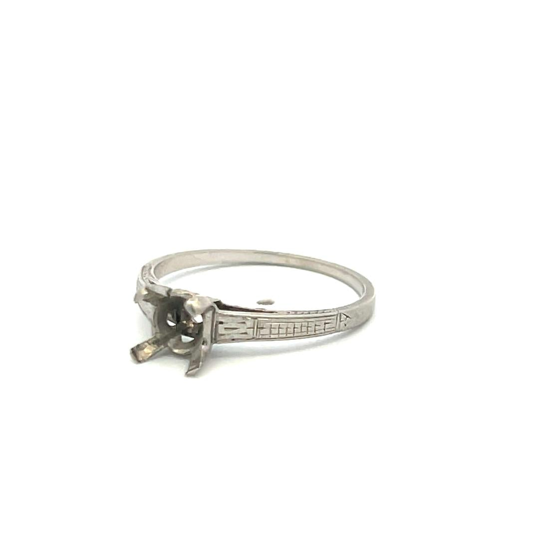 Vintage 2.50 Grams Platinum Semi Mount Ring Size 7 Holds 0.75 Carat Stone