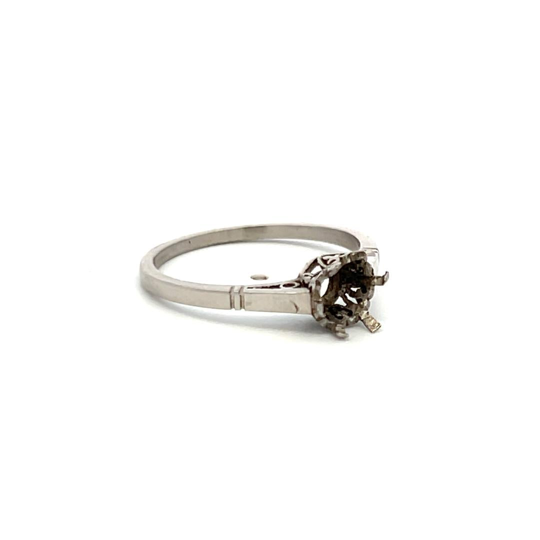 Platinum Semi Mount Ring Size 7 Holds 0.75 carat center Stone