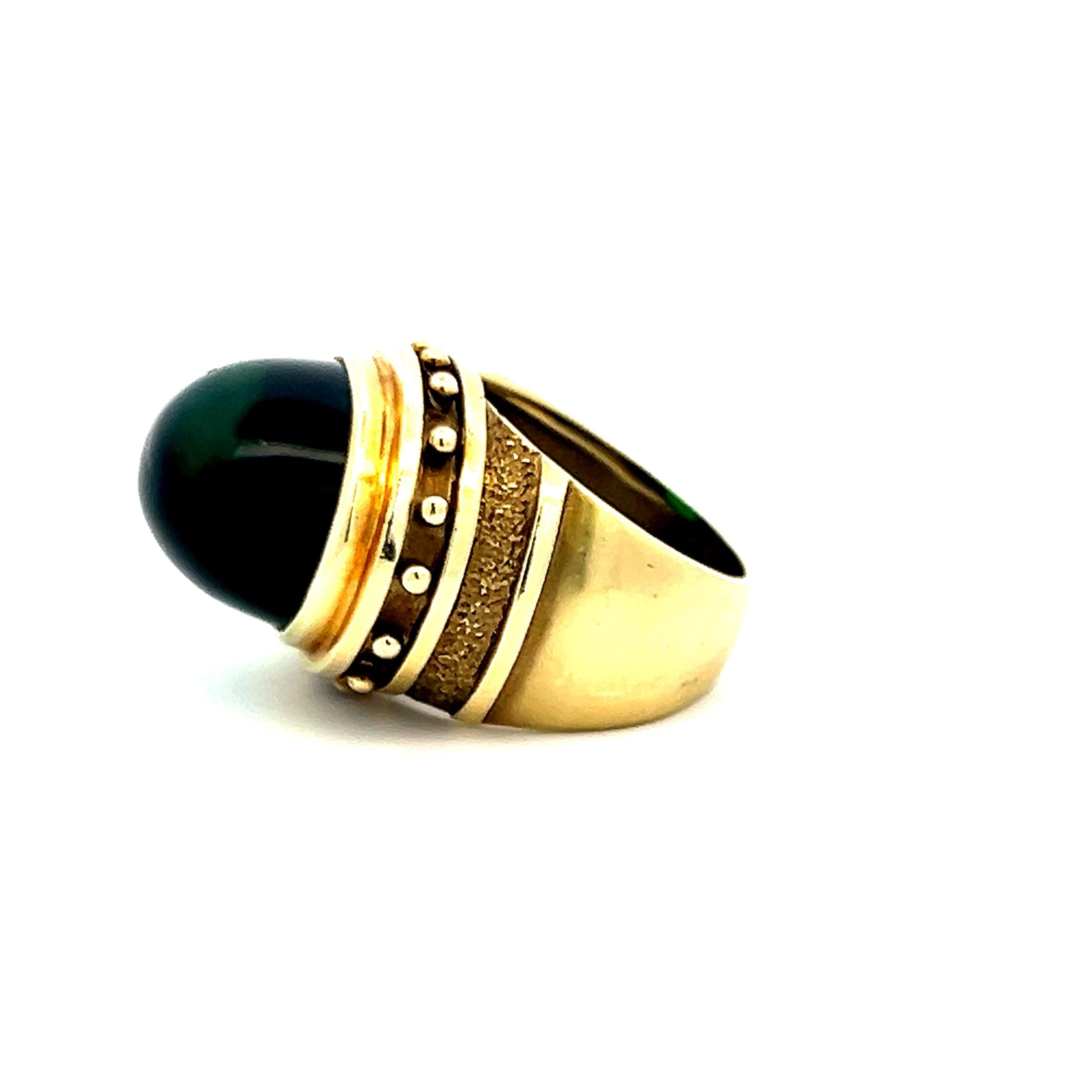 Vintage 18K Yellow Gold Cocktail Ring Featuring Tourmaline (17.4×12.6×11.3mm)