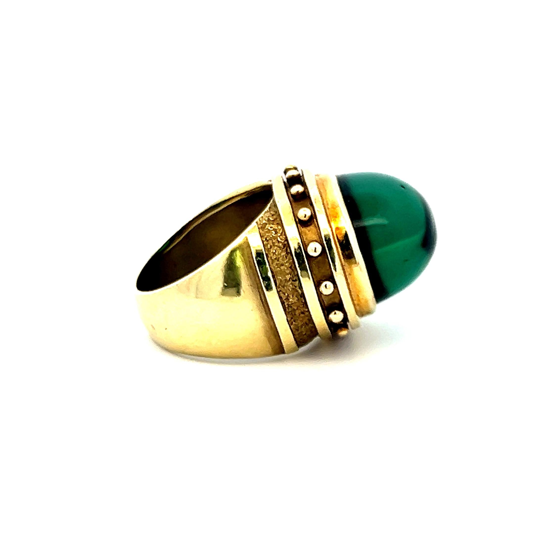 Vintage 18K Yellow Gold Cocktail Ring Featuring Tourmaline (17.4×12.6×11.3mm)