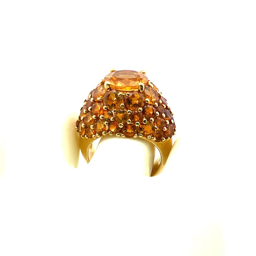 13.00 Carat Round Citrine 18 Karat Yellow Gold Cocktail Ring