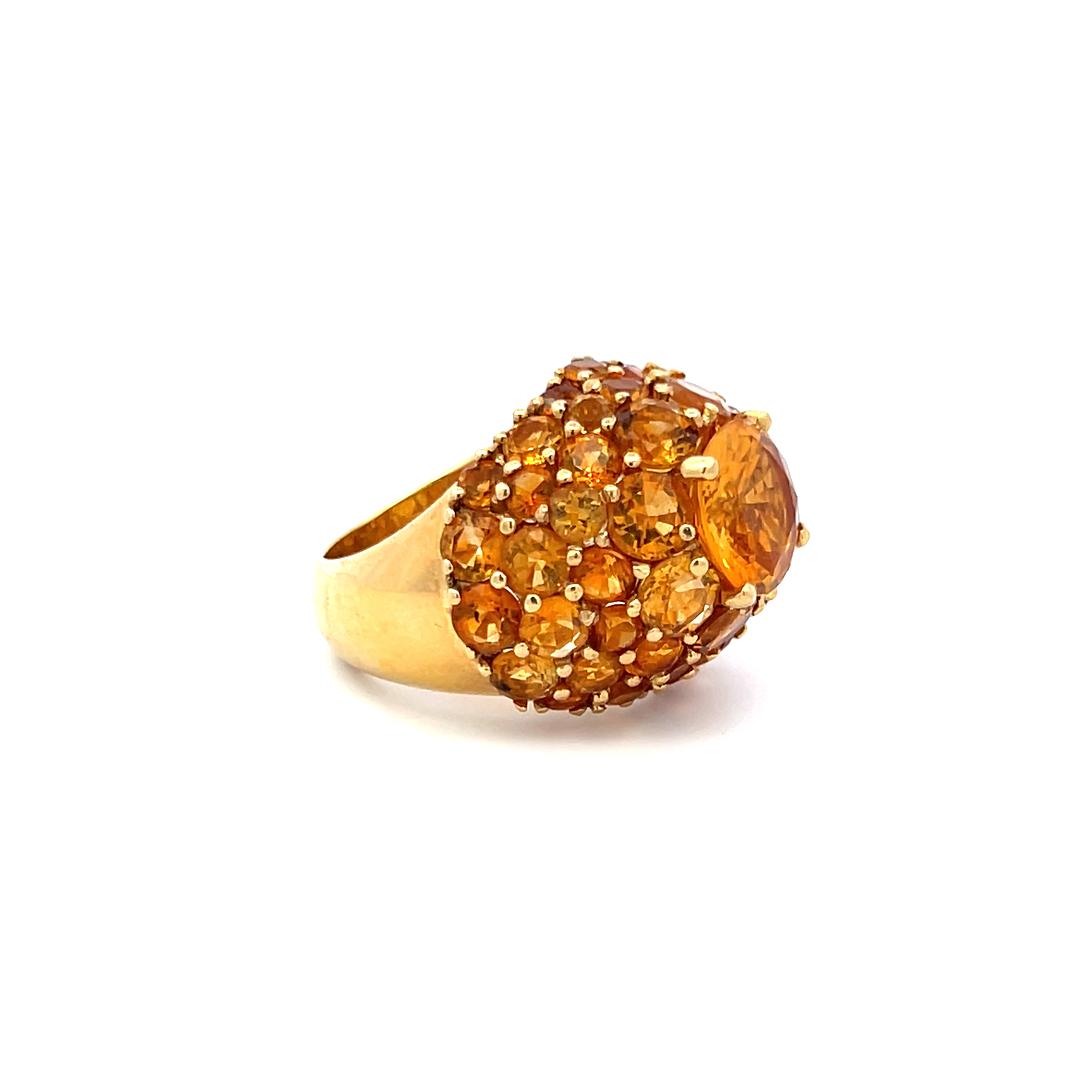 13.00 Carat Round Citrine 18 Karat Yellow Gold Cocktail Ring