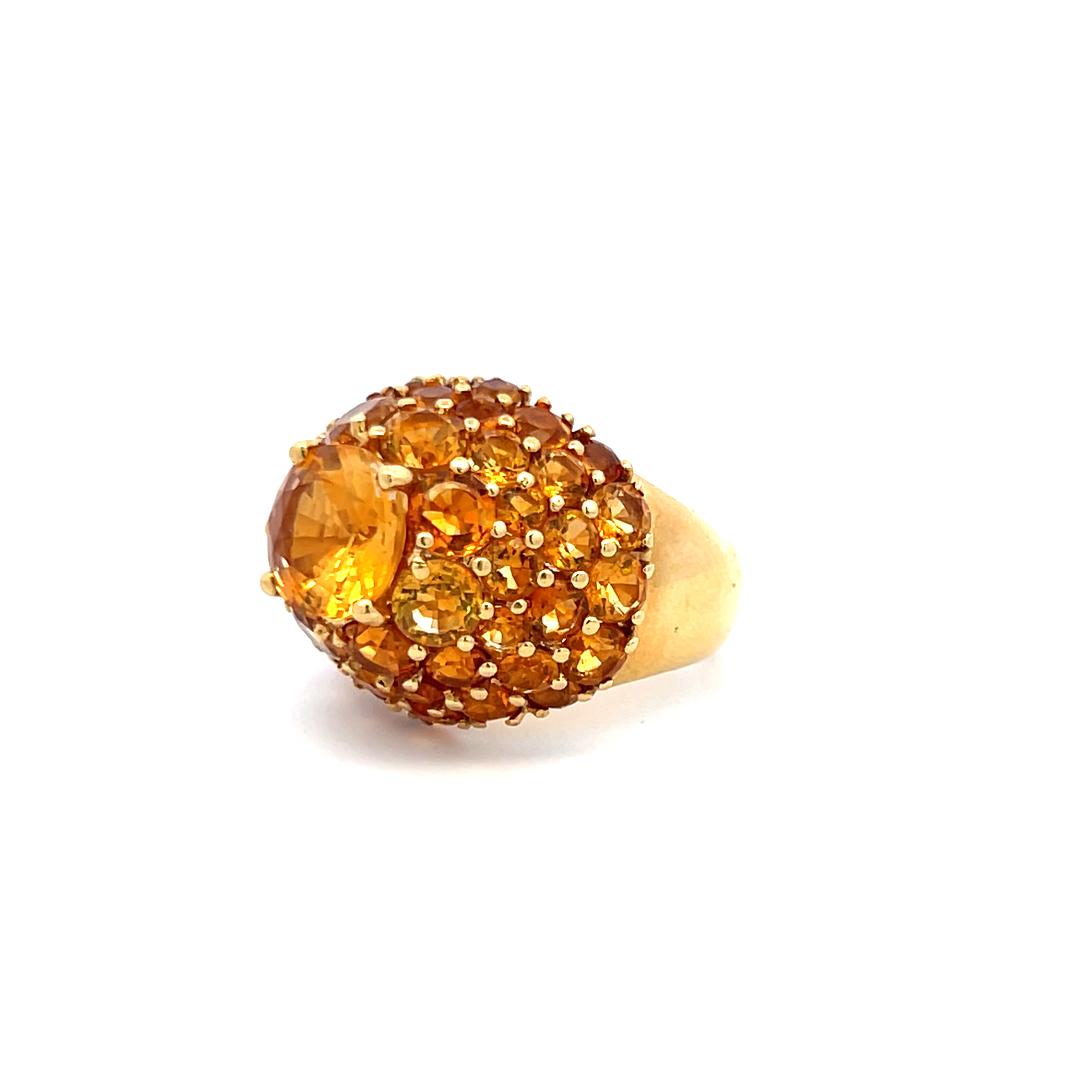 13.00 Carat Round Citrine 18 Karat Yellow Gold Cocktail Ring