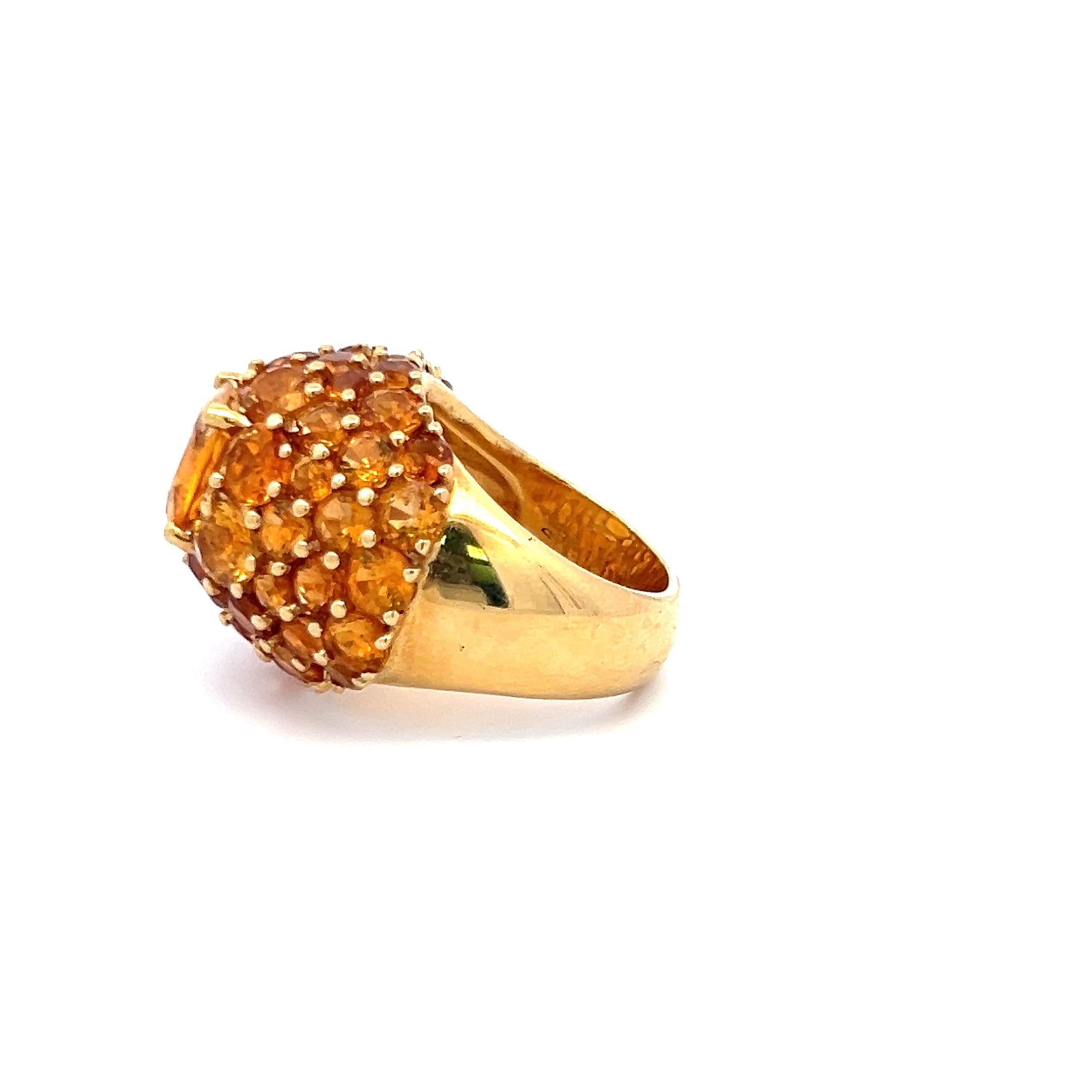 13.00 Carat Round Citrine 18 Karat Yellow Gold Cocktail Ring