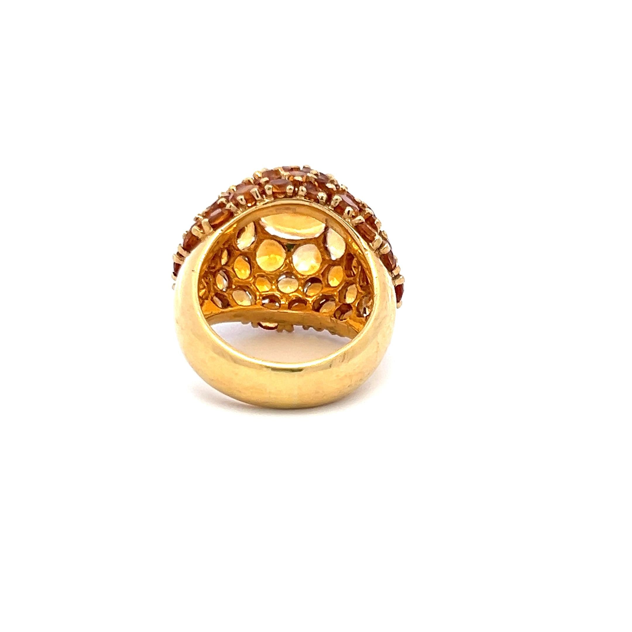 13.00 Carat Round Citrine 18 Karat Yellow Gold Cocktail Ring