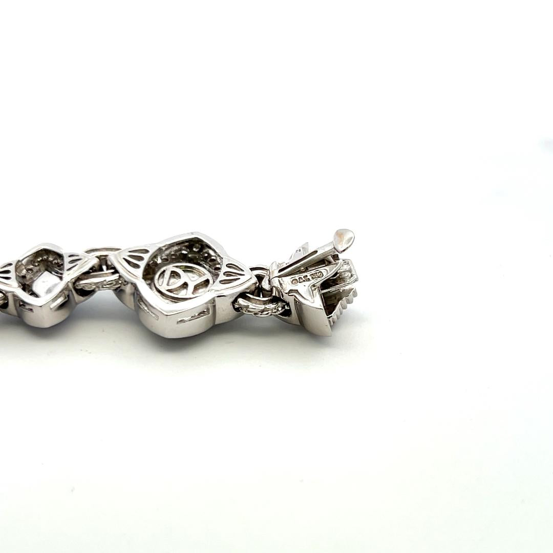 David Yurman 11.60 Carat Round Brilliant Diamond 18K White Gold Link Bracelet