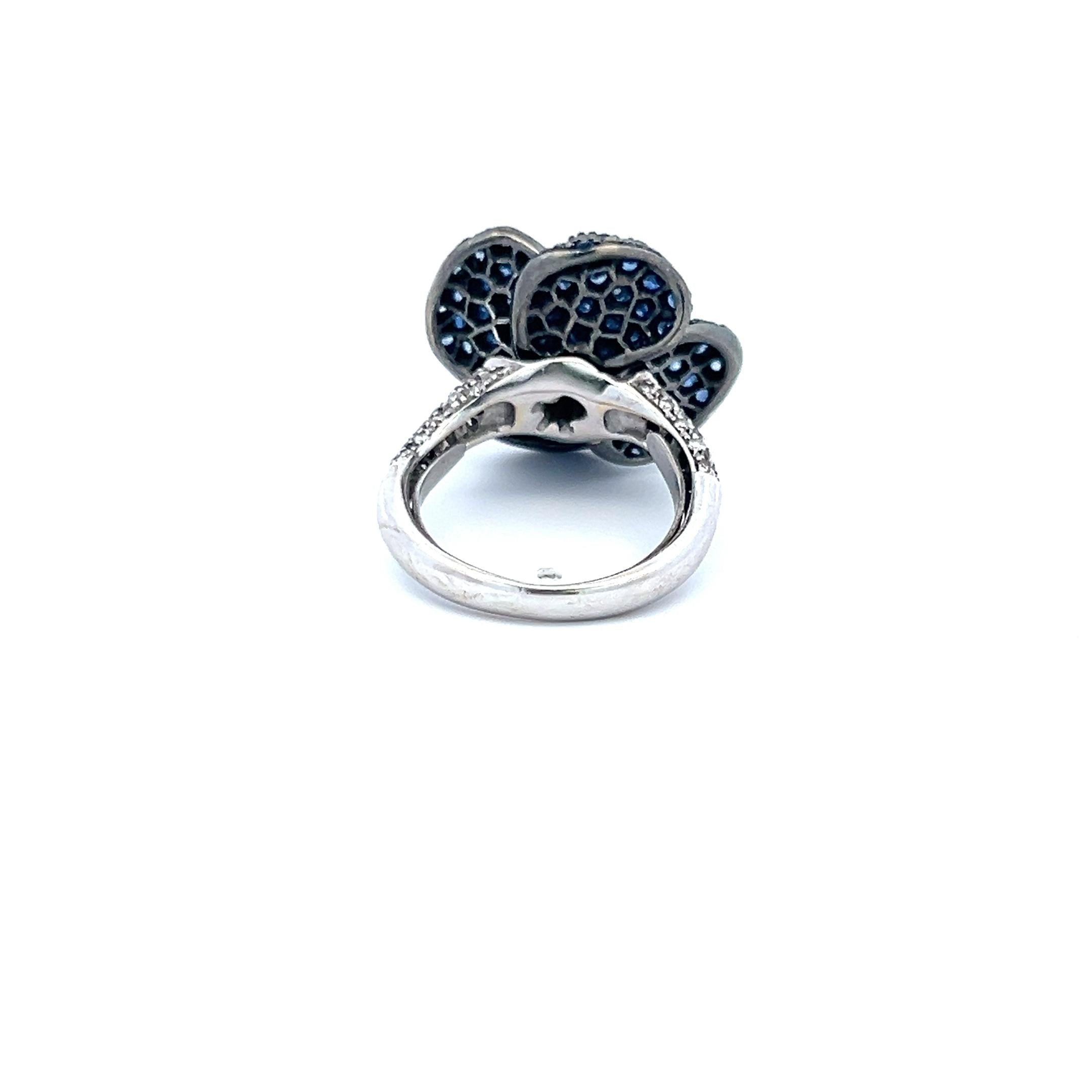 2.75 Carat Sapphire 0.50 Carat Round Brilliant Diamond 18K WG Cocktail Ring