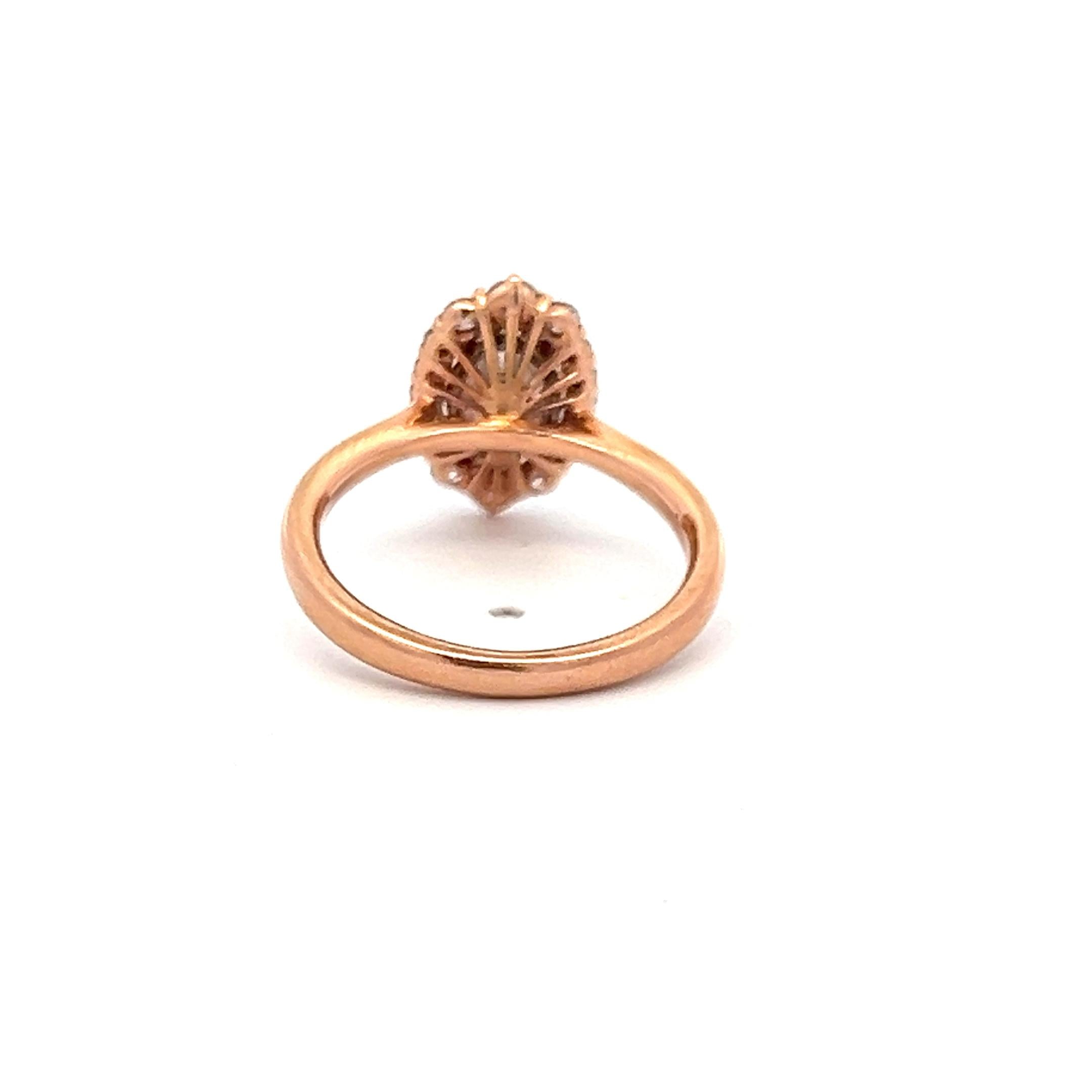 1.22 Carat Oval Lab-Grown Diamond 0.24 Carat Round Diamond 14K Rose Gold Ring